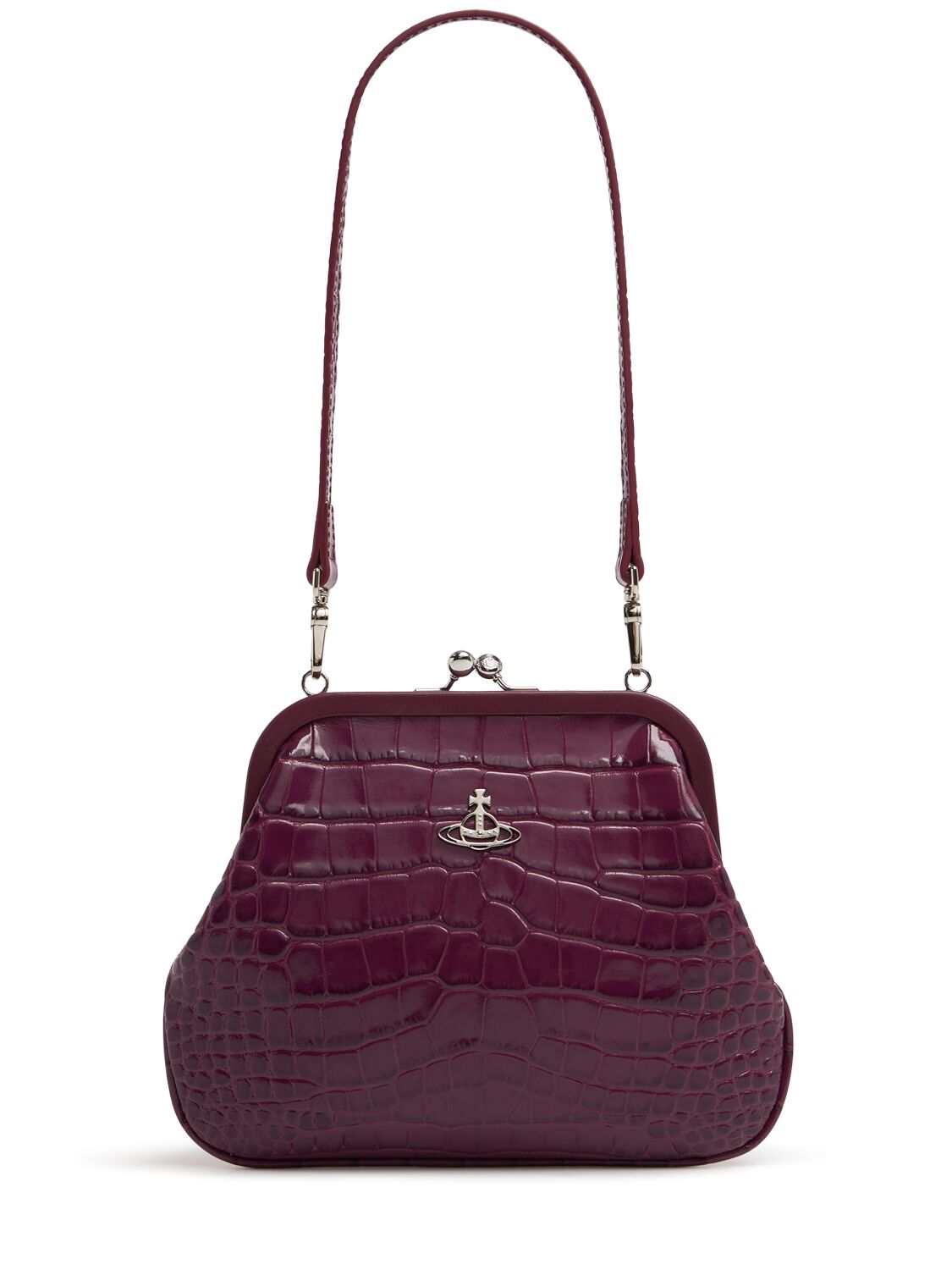 Vivienne Westwood Vivienne Embossed Leather Clutch In Purple