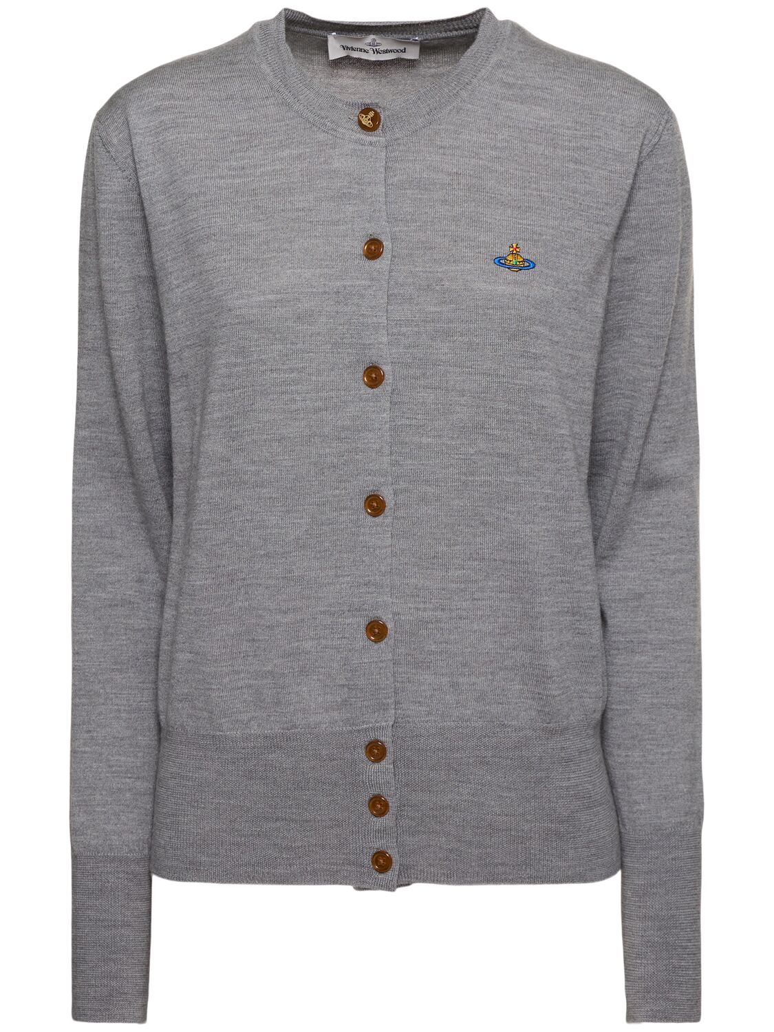 Shop Vivienne Westwood Bea Wool Knit Cardigan In Grey