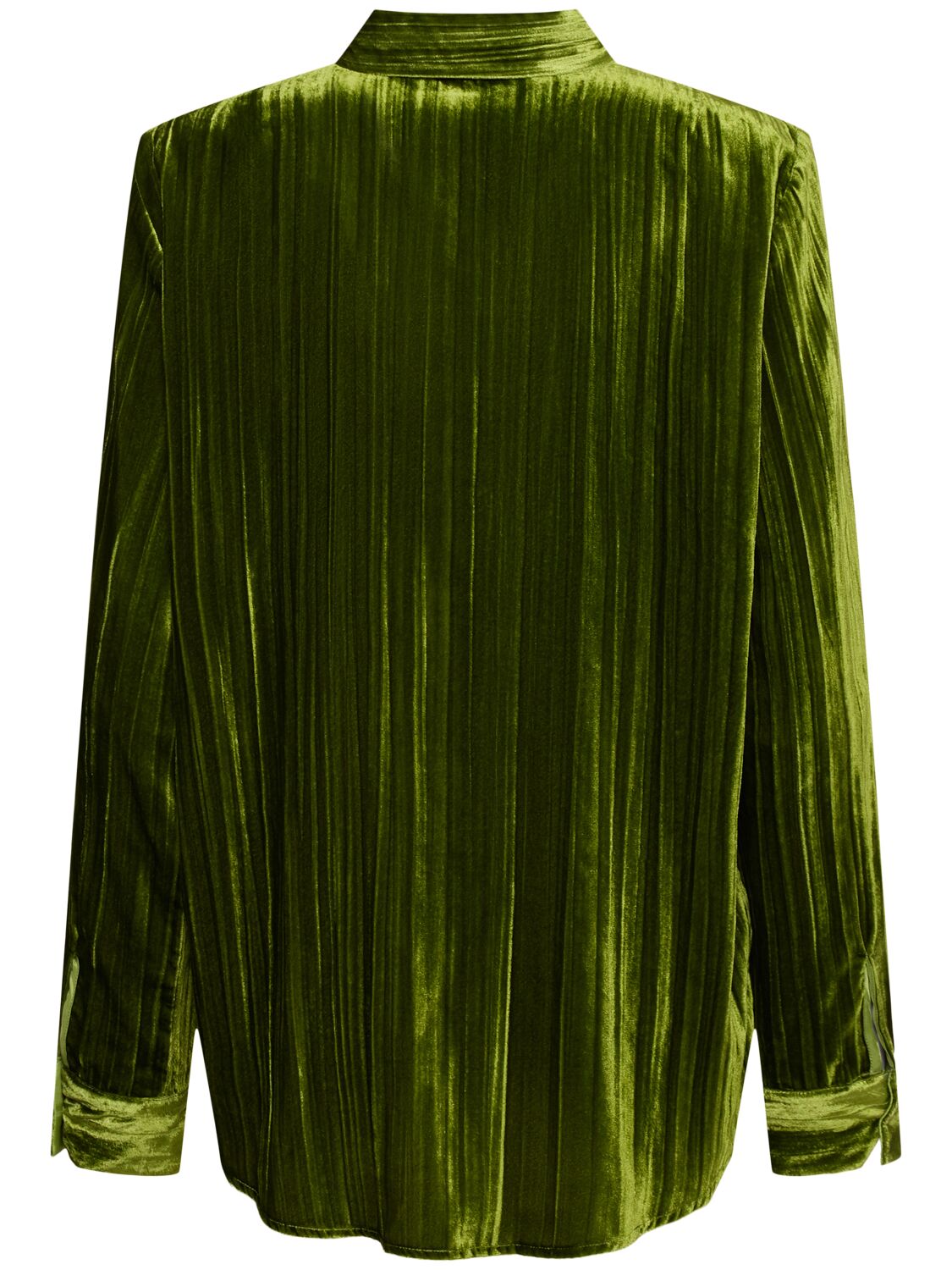 Shop Forte Forte Plissè Velvet Shirt In Green