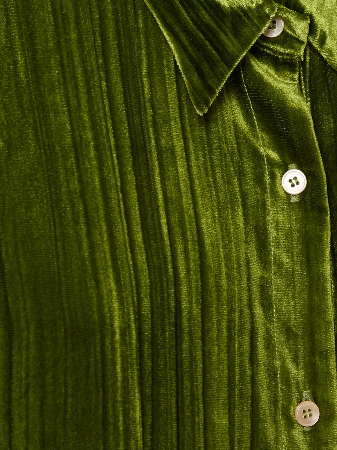 Shop Forte Forte Plissè Velvet Shirt In Green