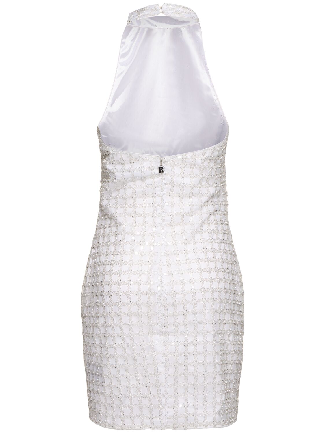 Shop Rotate Birger Christensen Beaded Halter Neck Mini Dress In White