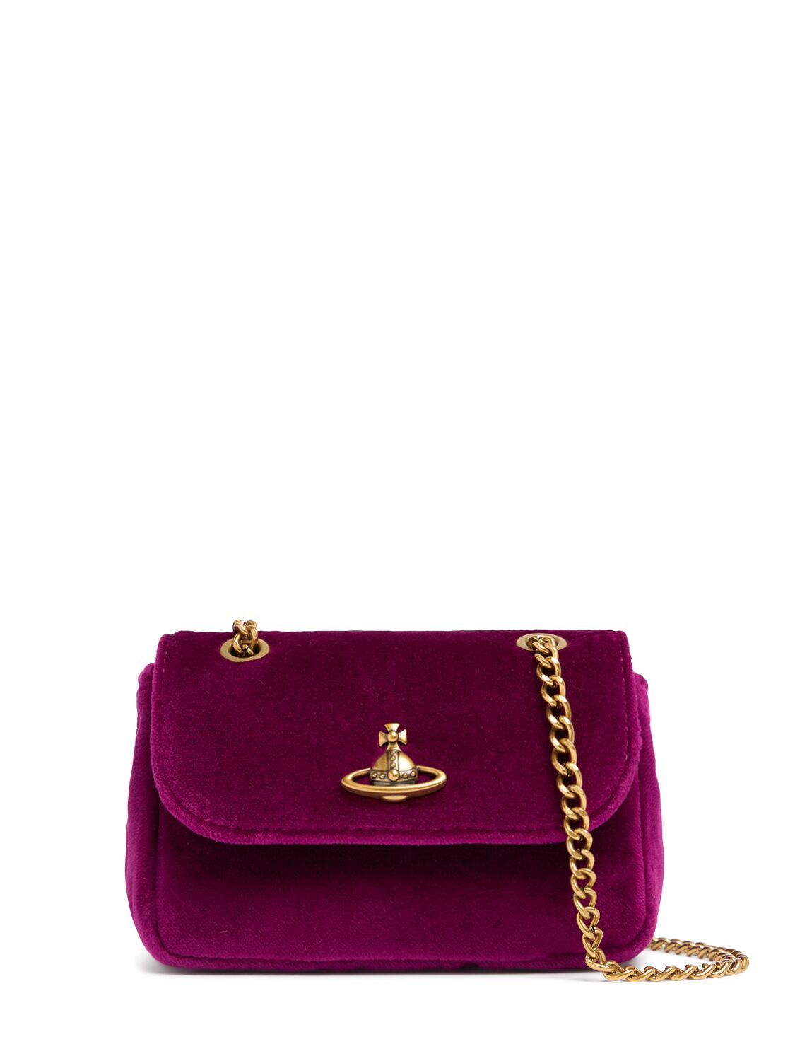 Vivienne Westwood Small Purse Velvet Chain Bag In Gray