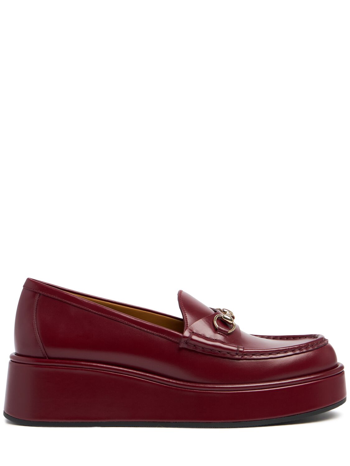 Shop Gucci Ilde Leather Loafers In Rosso Ancora