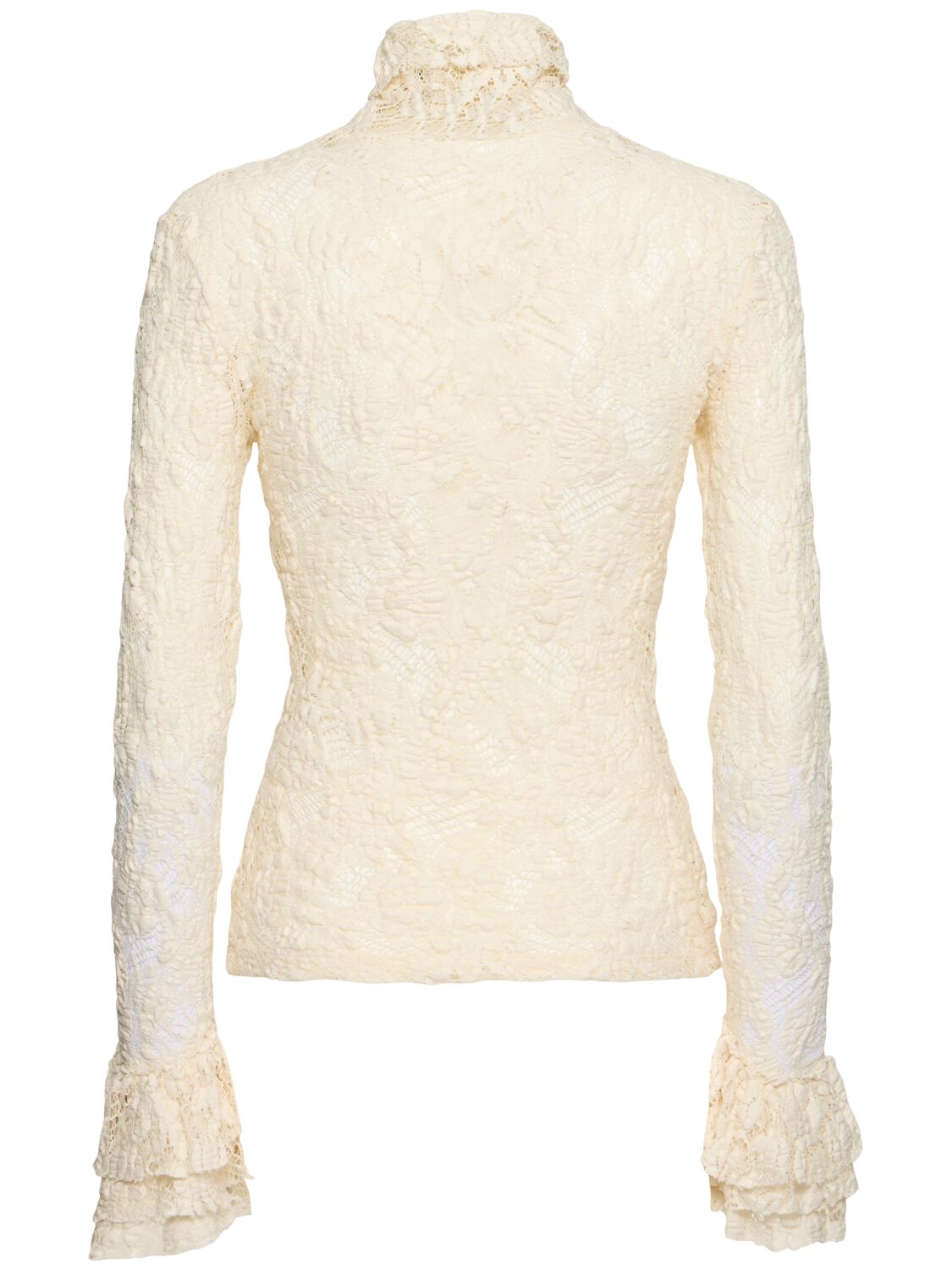 Shop Msgm Openwork Long Sleeve Top In White