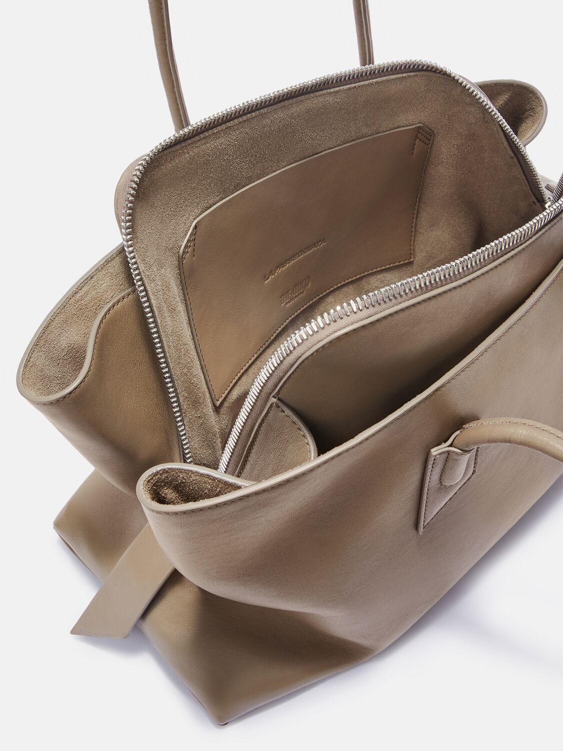 Shop Attico La Passeggiata Embossed Leather Tote Bag In Camel