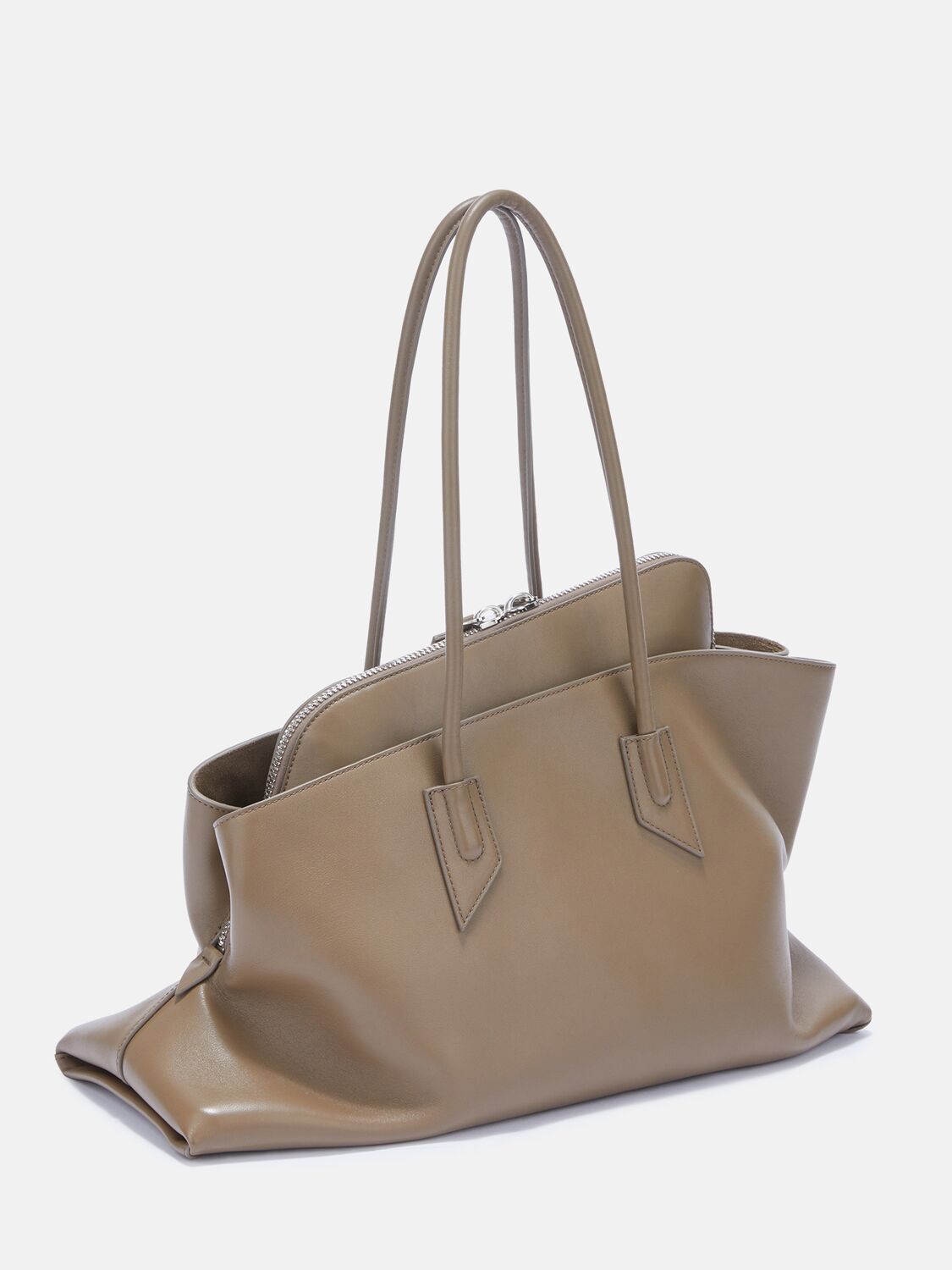 Shop Attico La Passeggiata Embossed Leather Tote Bag In Camel