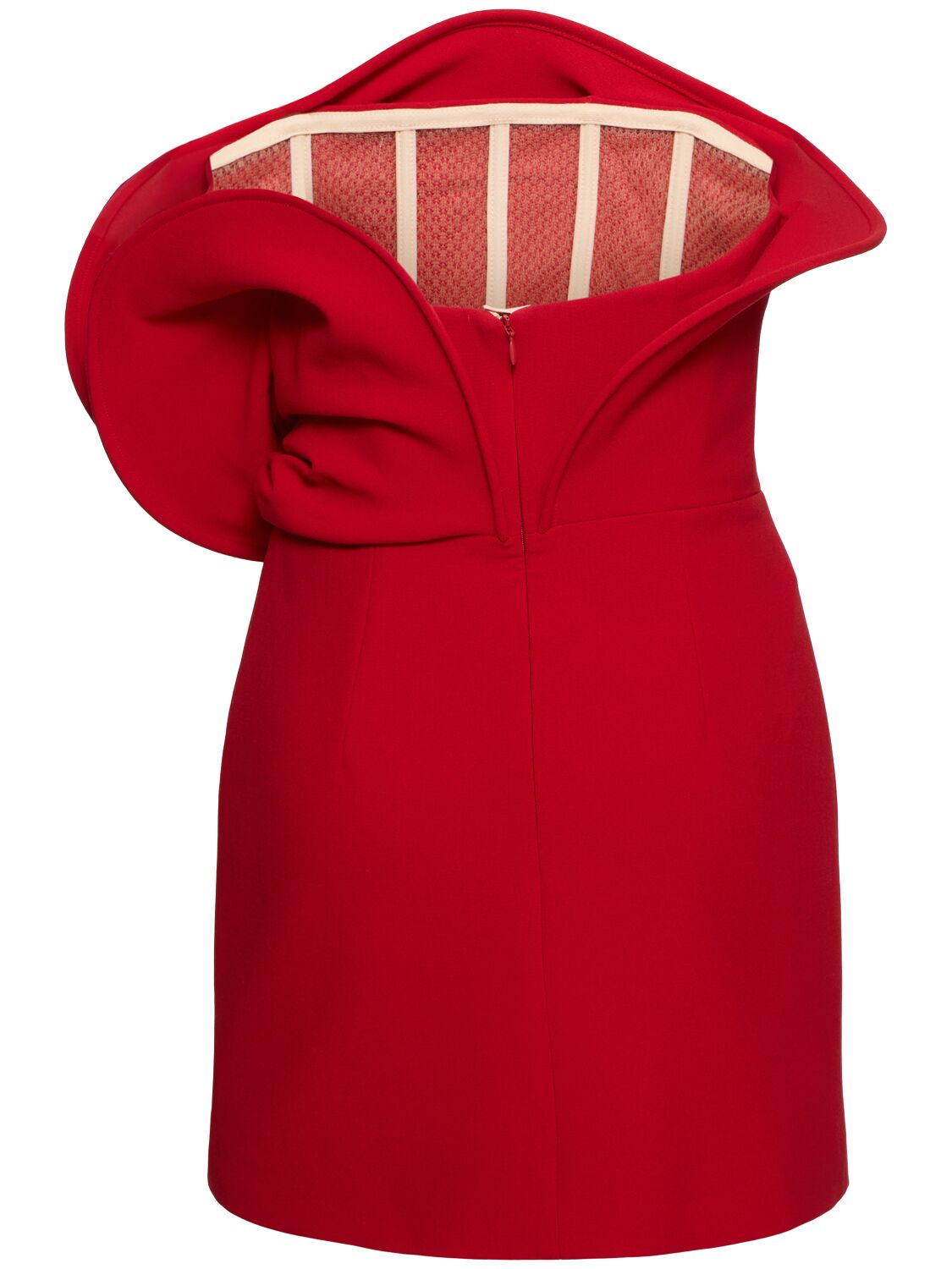 Shop Magda Butrym Strapless Wool Blend Mini Dress In Red