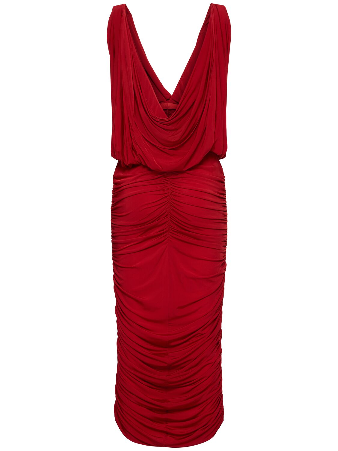 Shop Magda Butrym Draped Jersey Midi Dress In Red