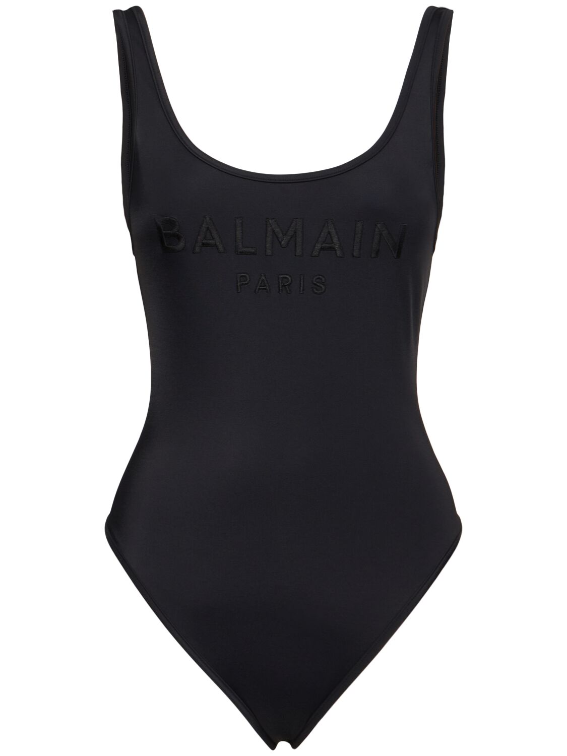 Shop Balmain Logo Lycra One Piece Swimsuit In Black