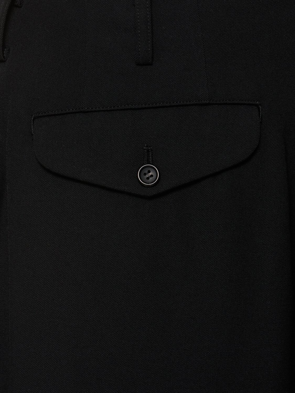 Shop Comme Des Garçons Homme Deux Wool Gabardine Medium Waist Pants In Black