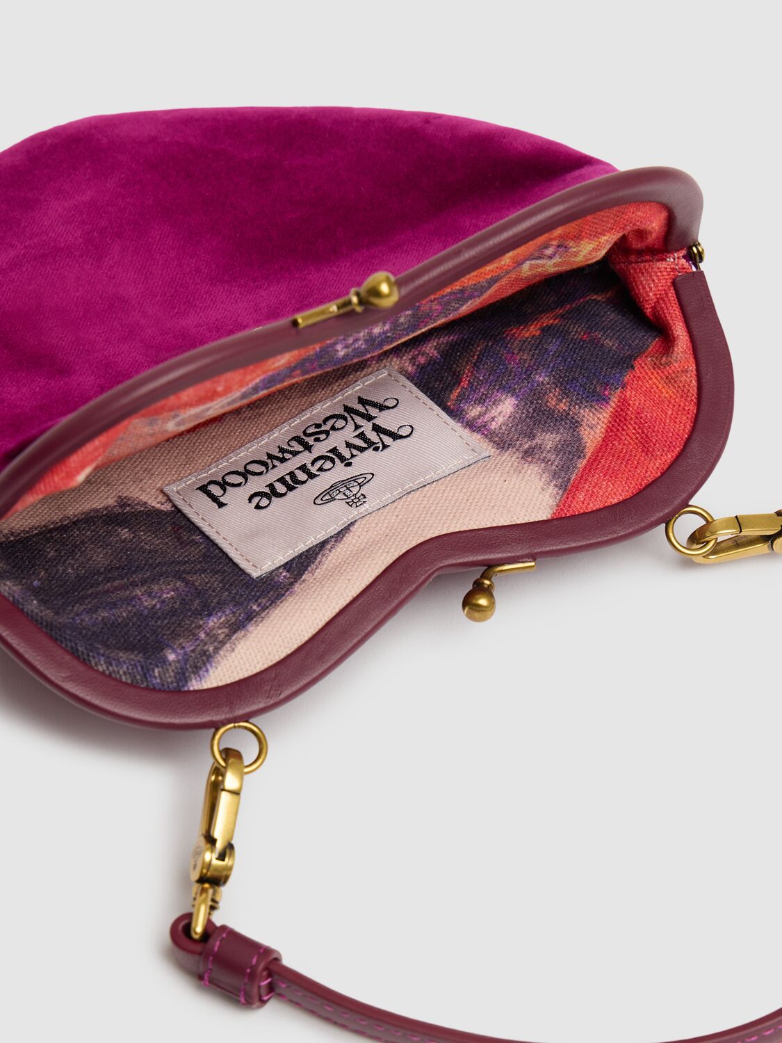 Shop Vivienne Westwood Belle Heart Frame Velvet Purse In Purple