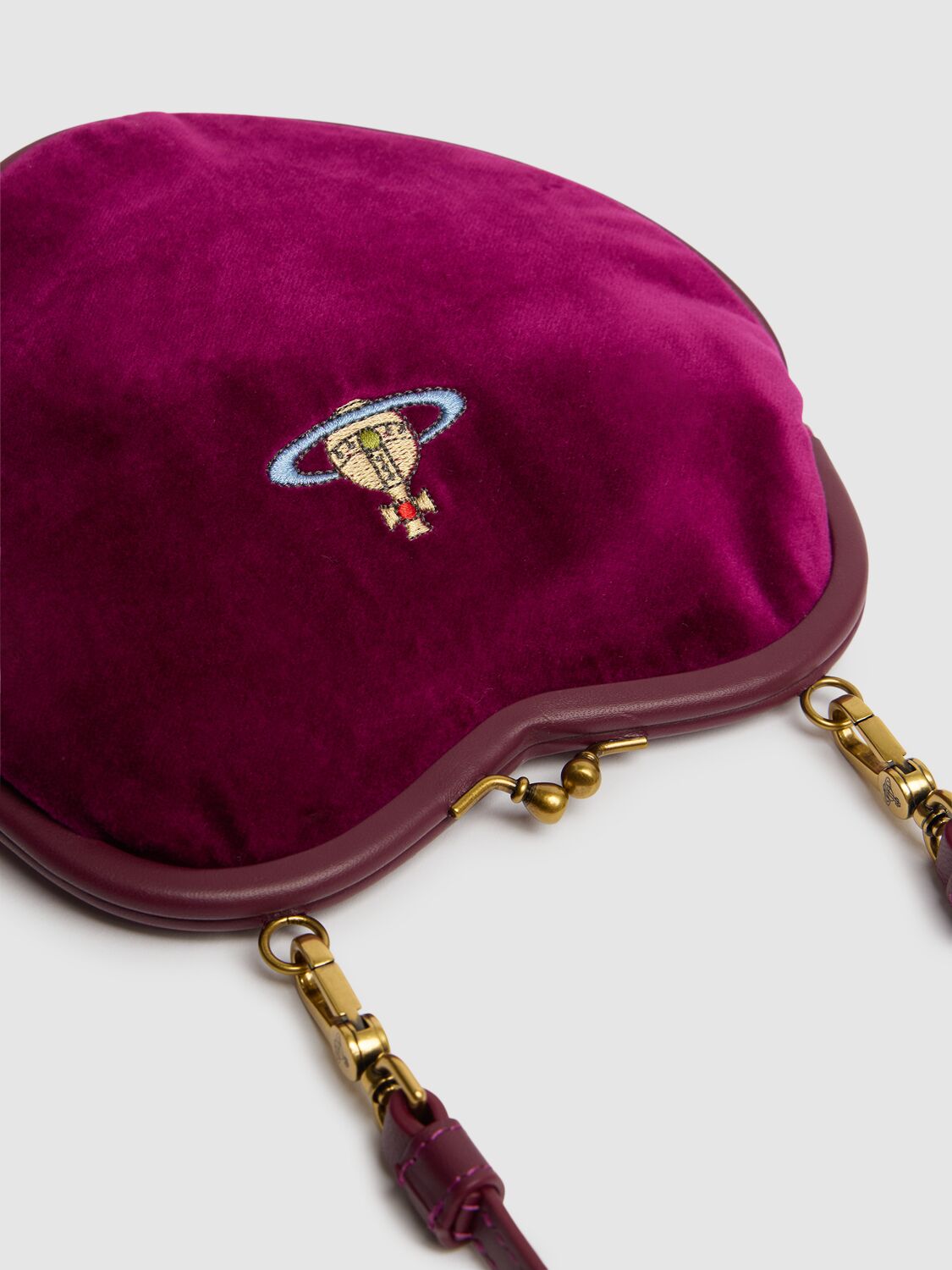 Shop Vivienne Westwood Belle Heart Frame Velvet Purse In Purple