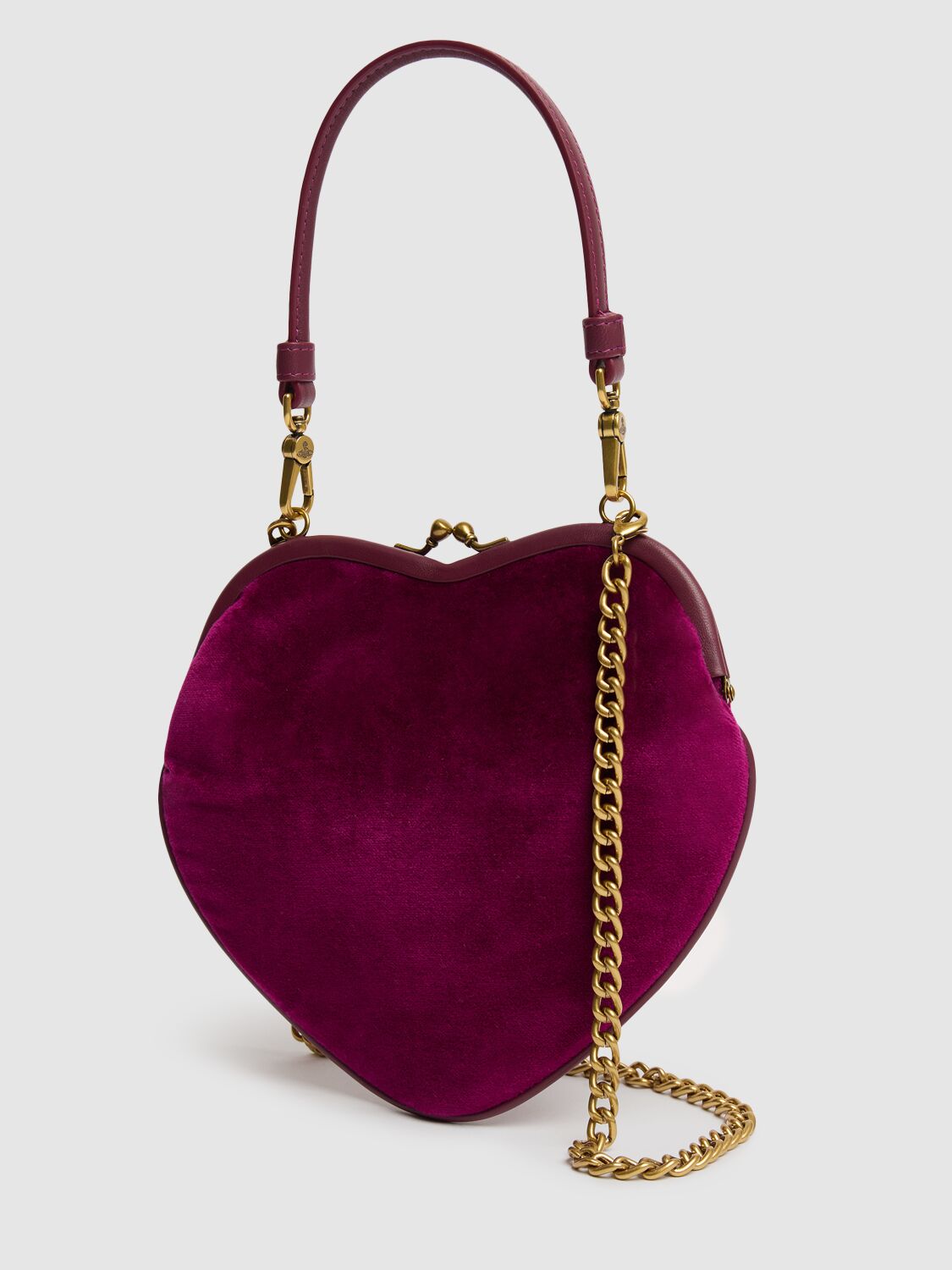 Shop Vivienne Westwood Belle Heart Frame Velvet Purse In Purple