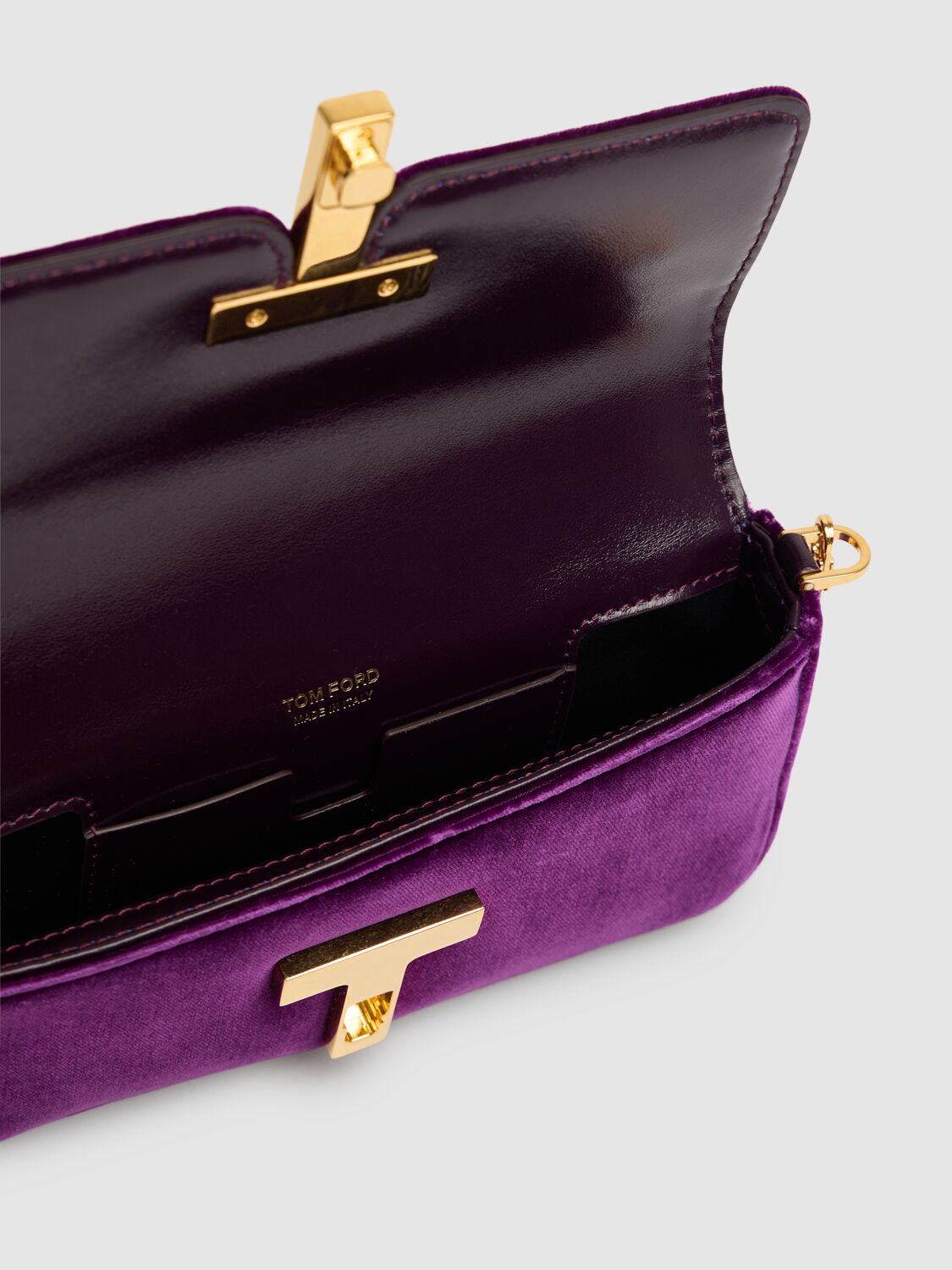 Shop Tom Ford Mini Velvet Shoulder Bag In Purple