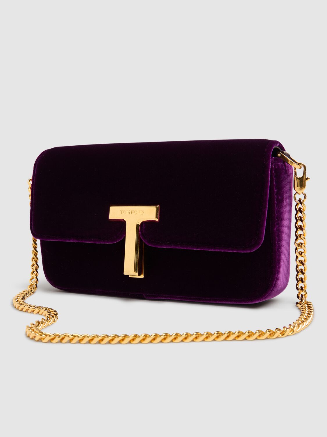 Shop Tom Ford Mini Velvet Shoulder Bag In Purple