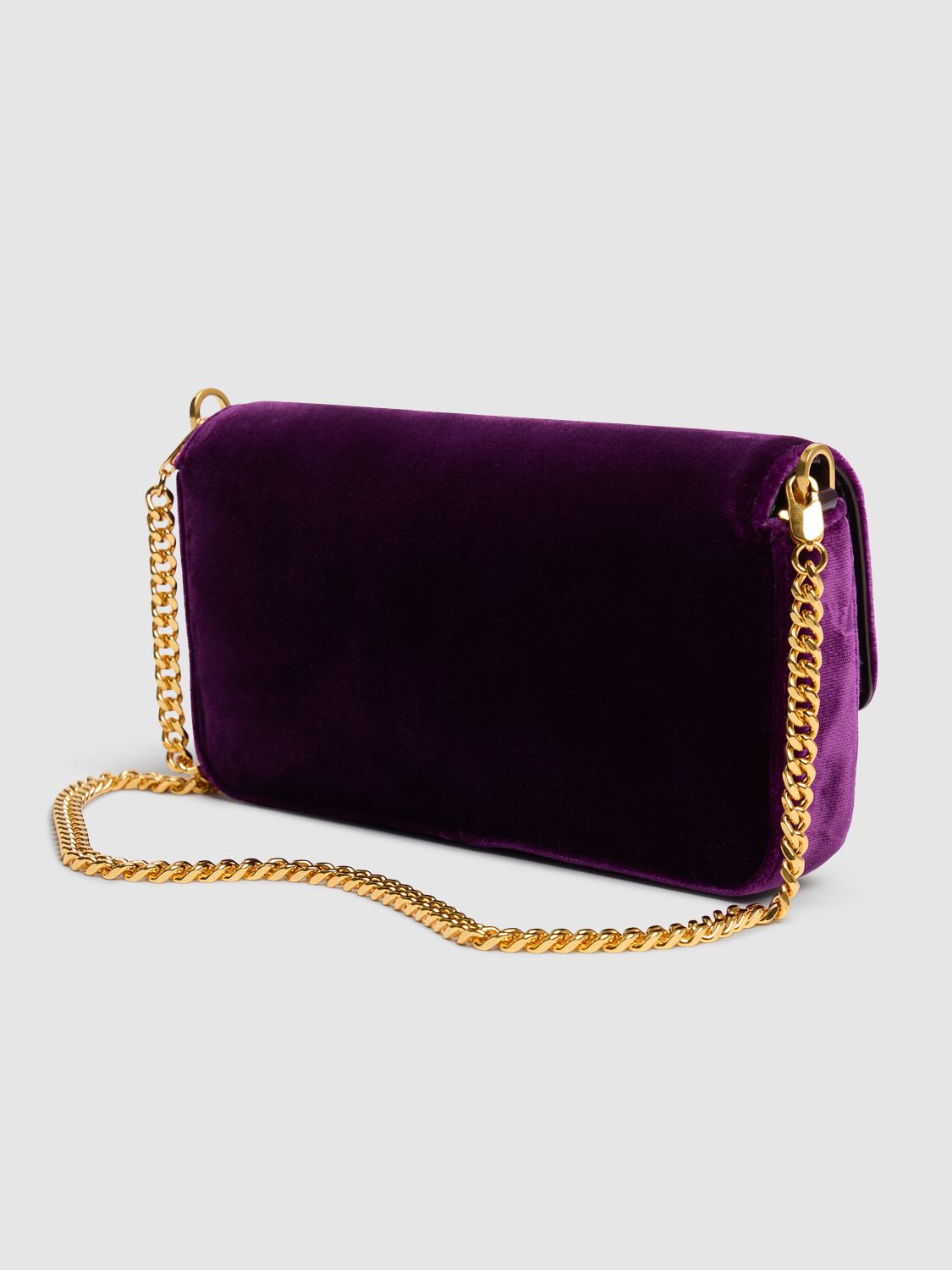 Shop Tom Ford Mini Velvet Shoulder Bag In Purple