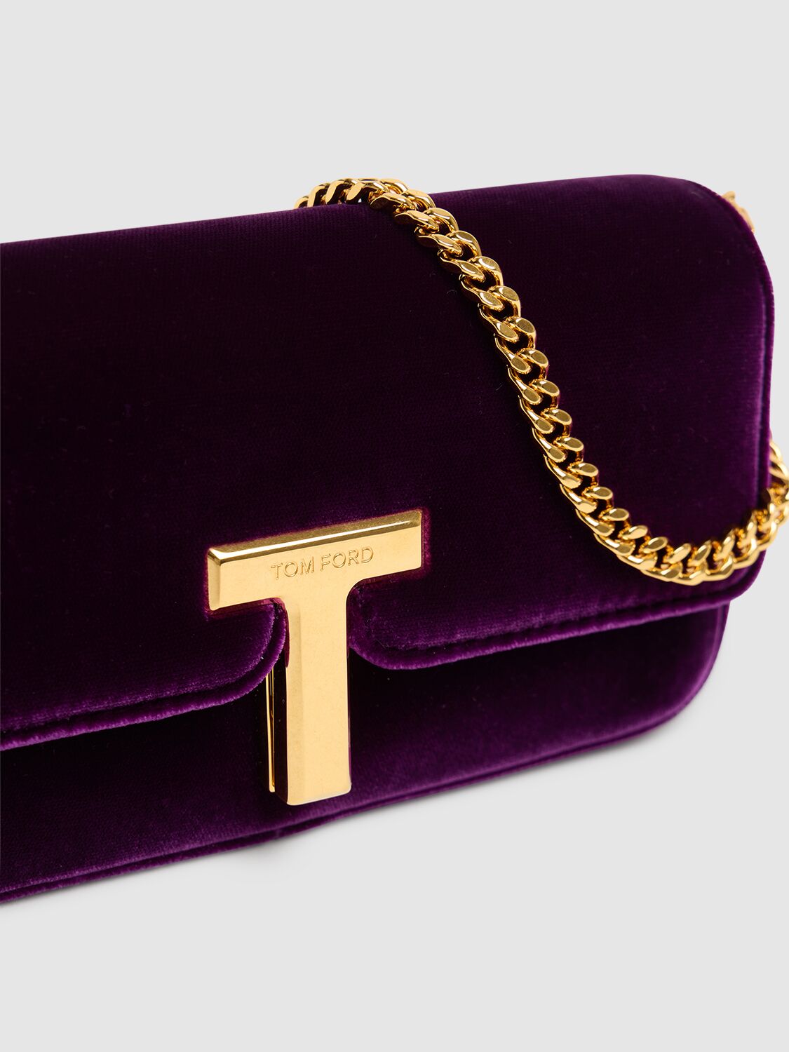 Shop Tom Ford Mini Velvet Shoulder Bag In Purple