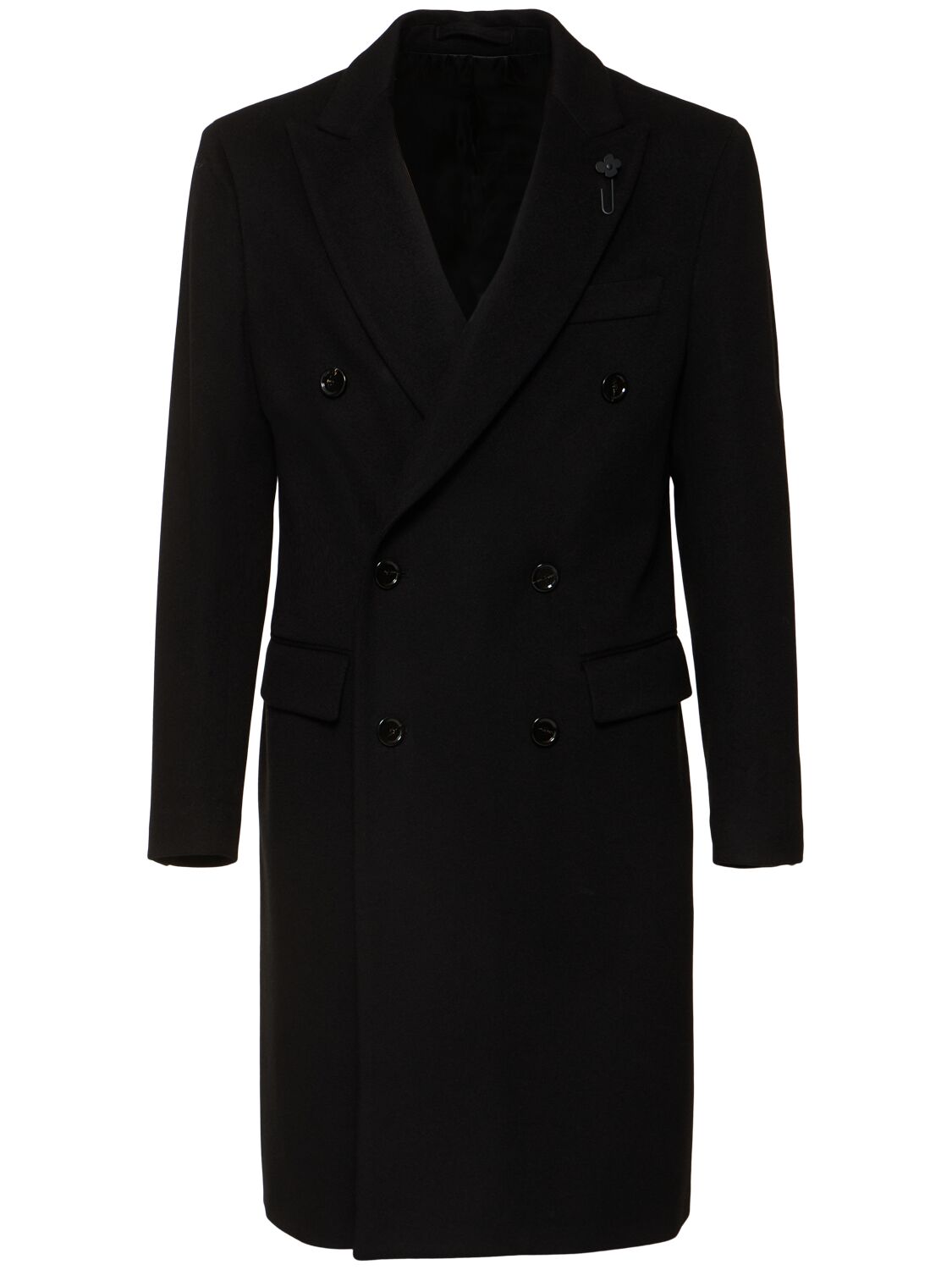 Lardini Double Breasted Wool Coat In Black