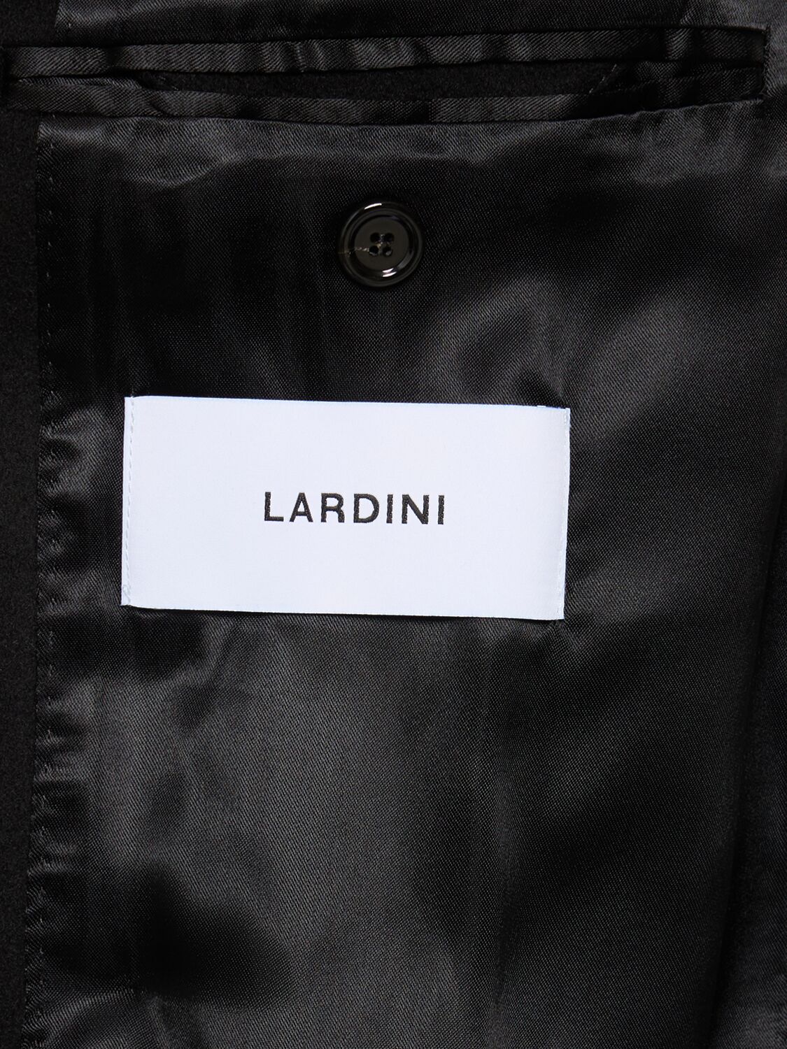 Shop Lardini Double Breasted Wool Coat In Black