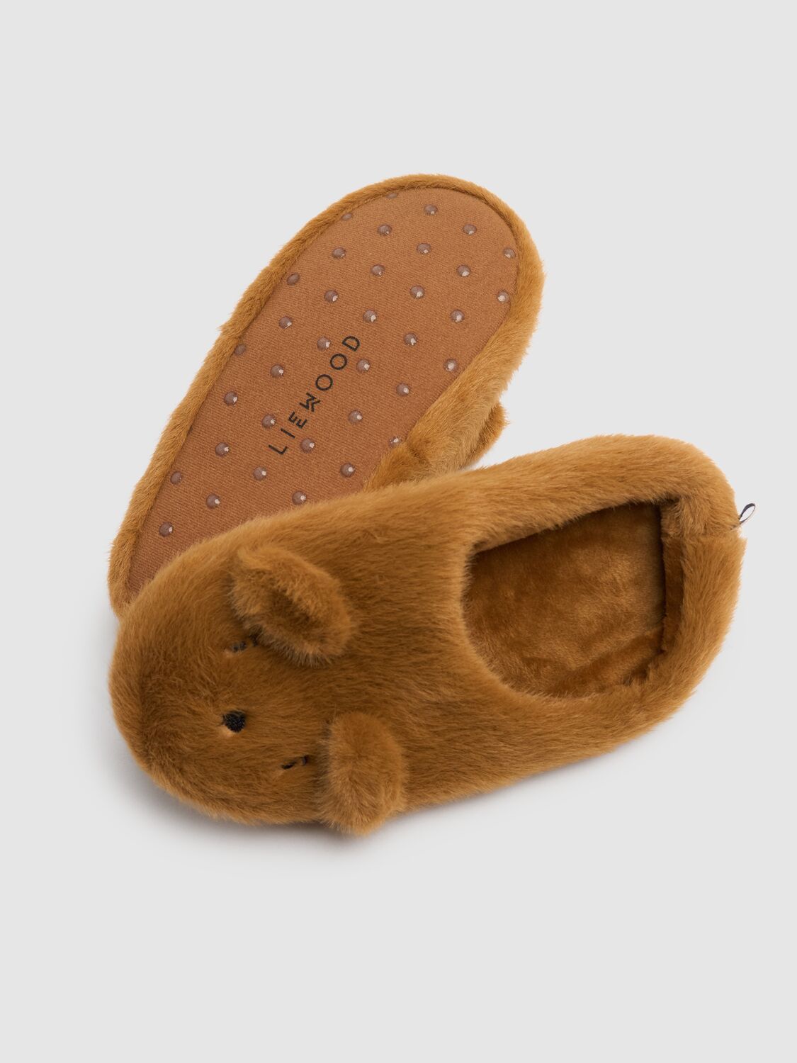 Shop Liewood Bear Recycled Poly Slippers W/appliqués In Brown