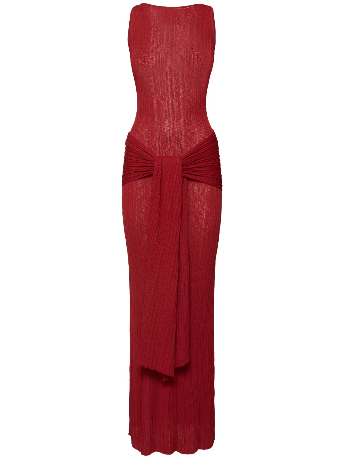 Aya Muse Sponde Knitted Viscose Blend Long Dress In Red