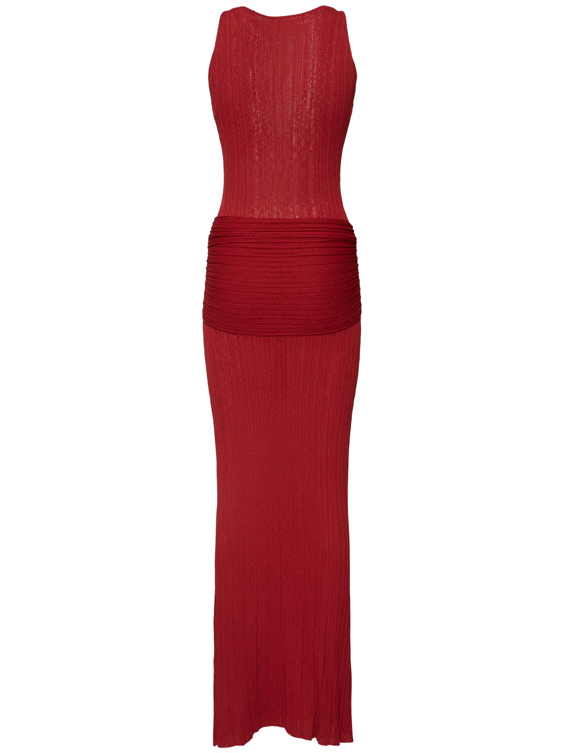 Shop Aya Muse Sponde Knitted Viscose Blend Long Dress In Red