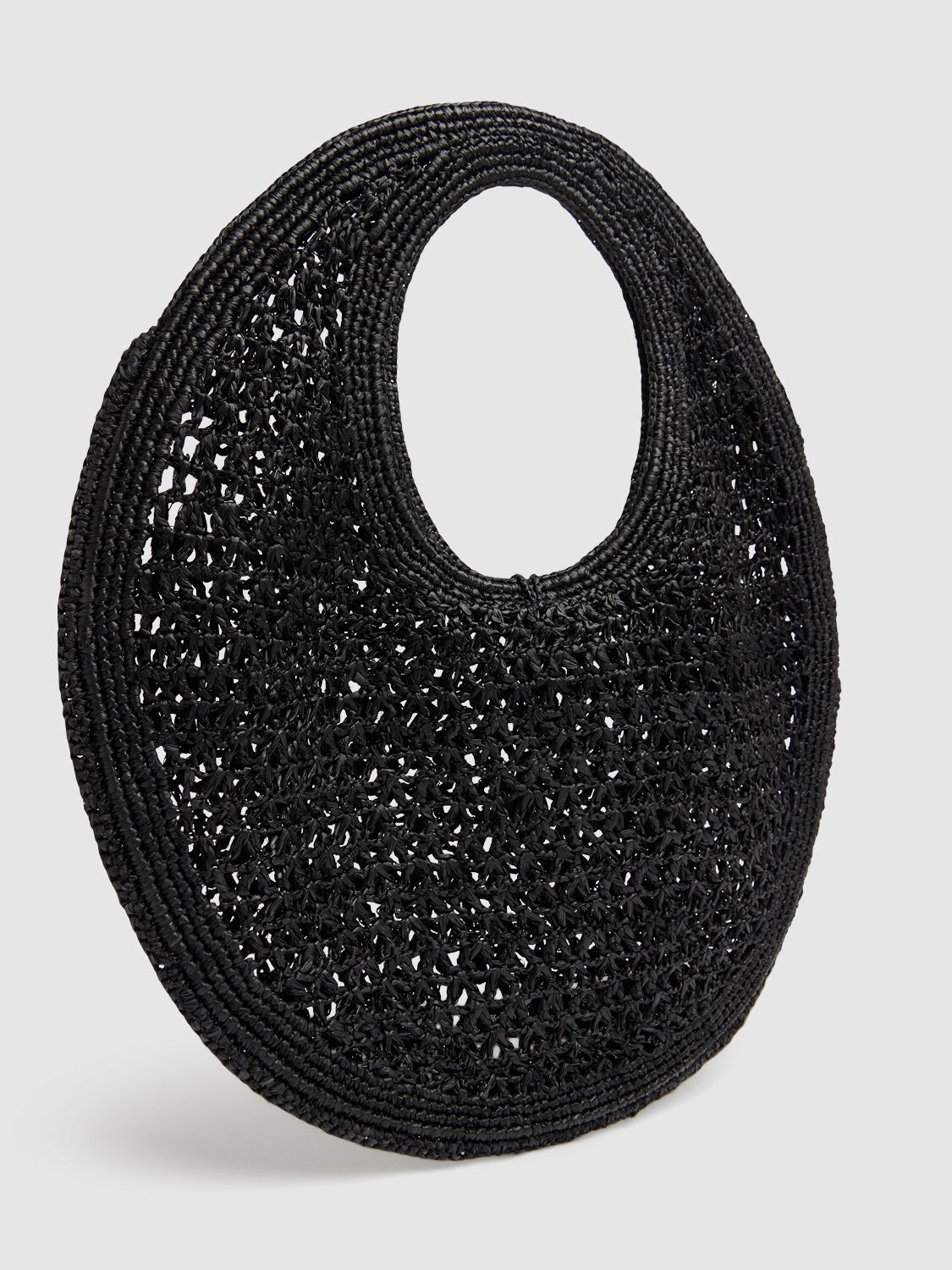 Shop Jacquemus Le Rond Spiaggia Raffia Tote Bag In Black