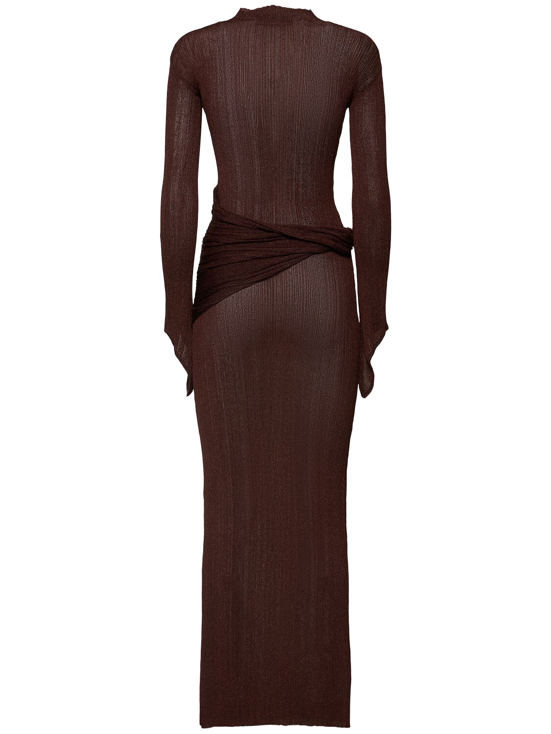 Shop Aya Muse Steren Knitted Long Dress In Brown