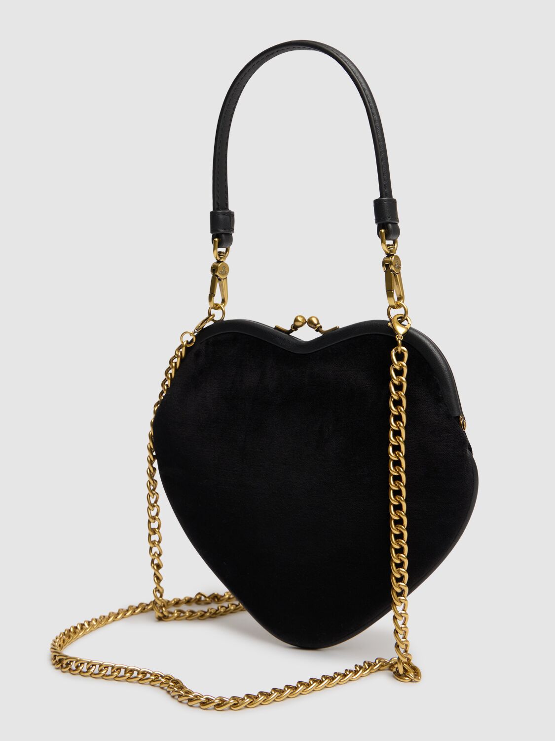 Shop Vivienne Westwood Belle Heart Frame Velvet Purse In Black