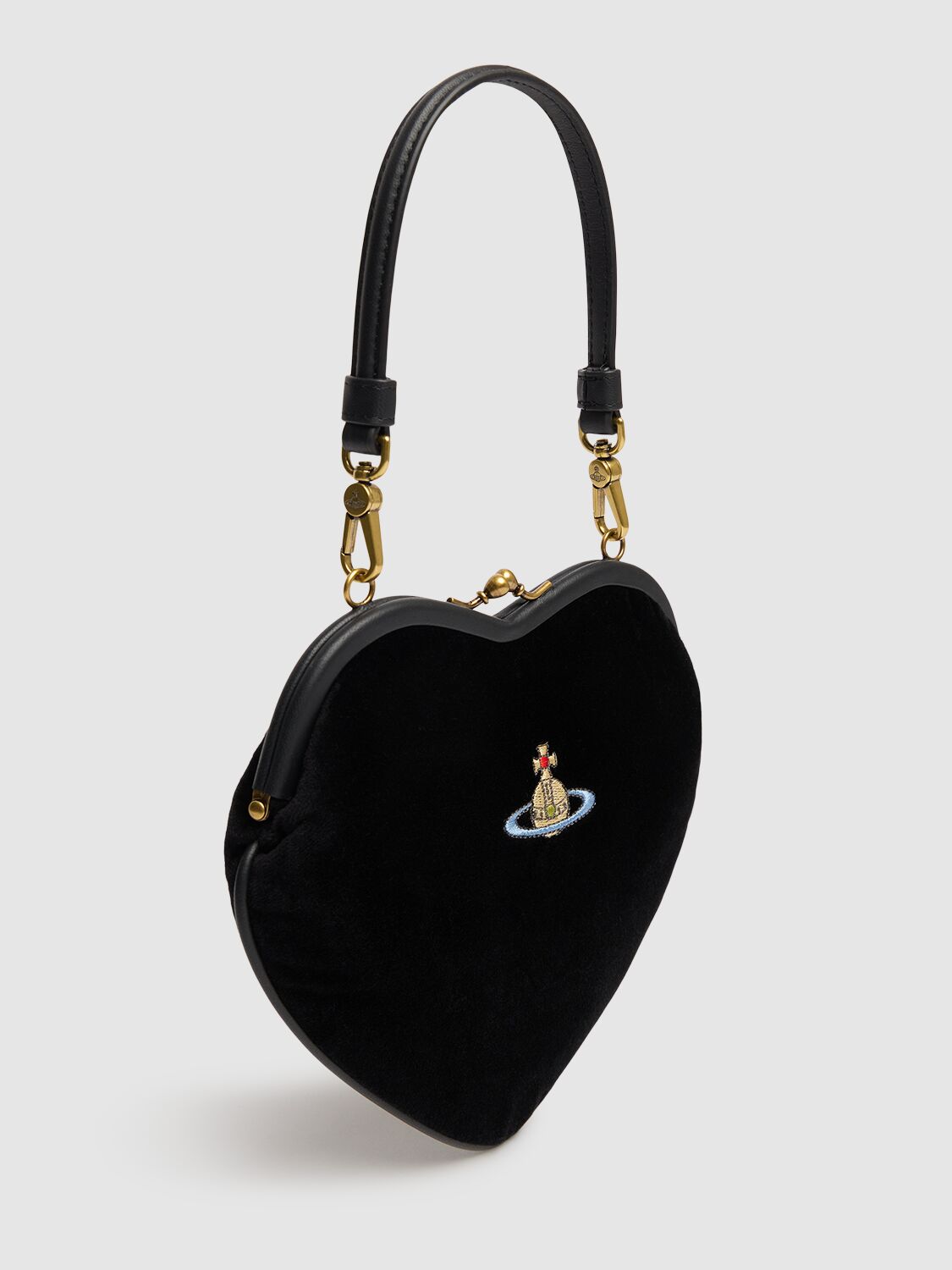 Shop Vivienne Westwood Belle Heart Frame Velvet Purse In Black