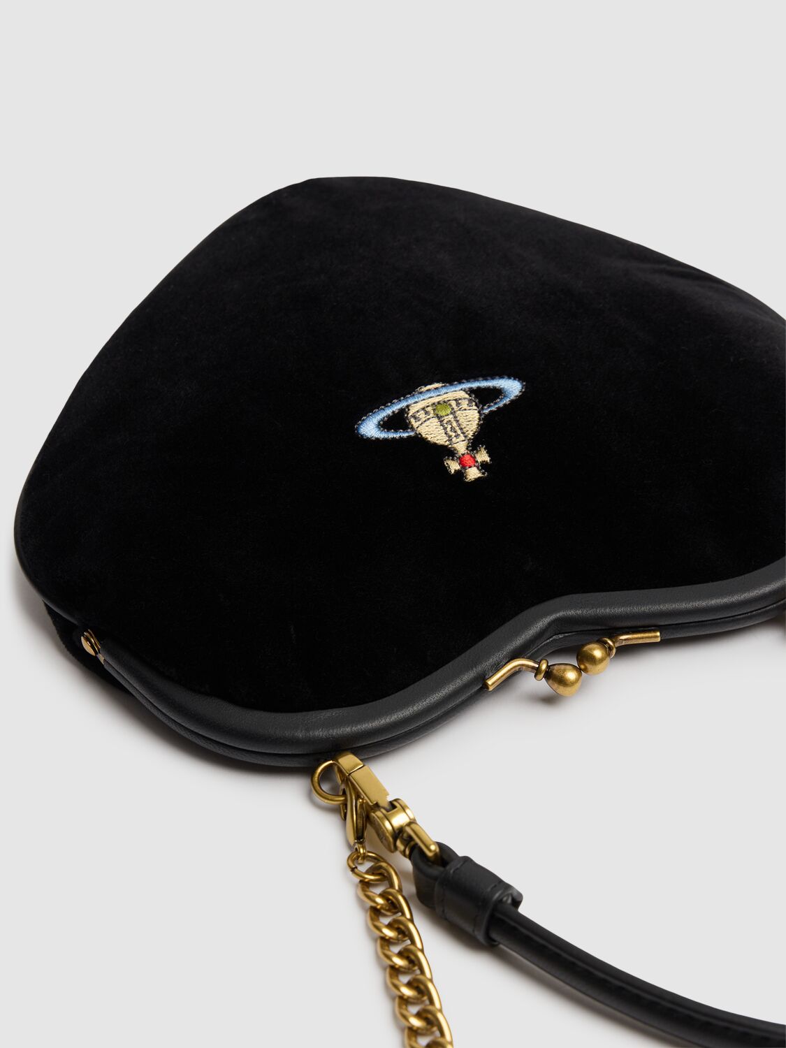 Shop Vivienne Westwood Belle Heart Frame Velvet Purse In Black