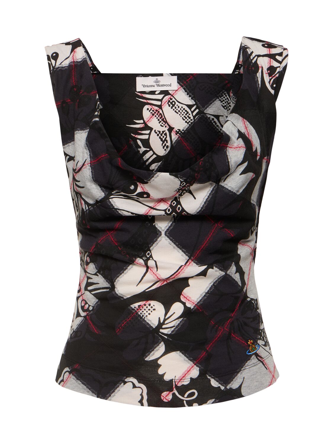 Vivienne Westwood Anna Printed Jacquard Jersey Top In Black/red/white