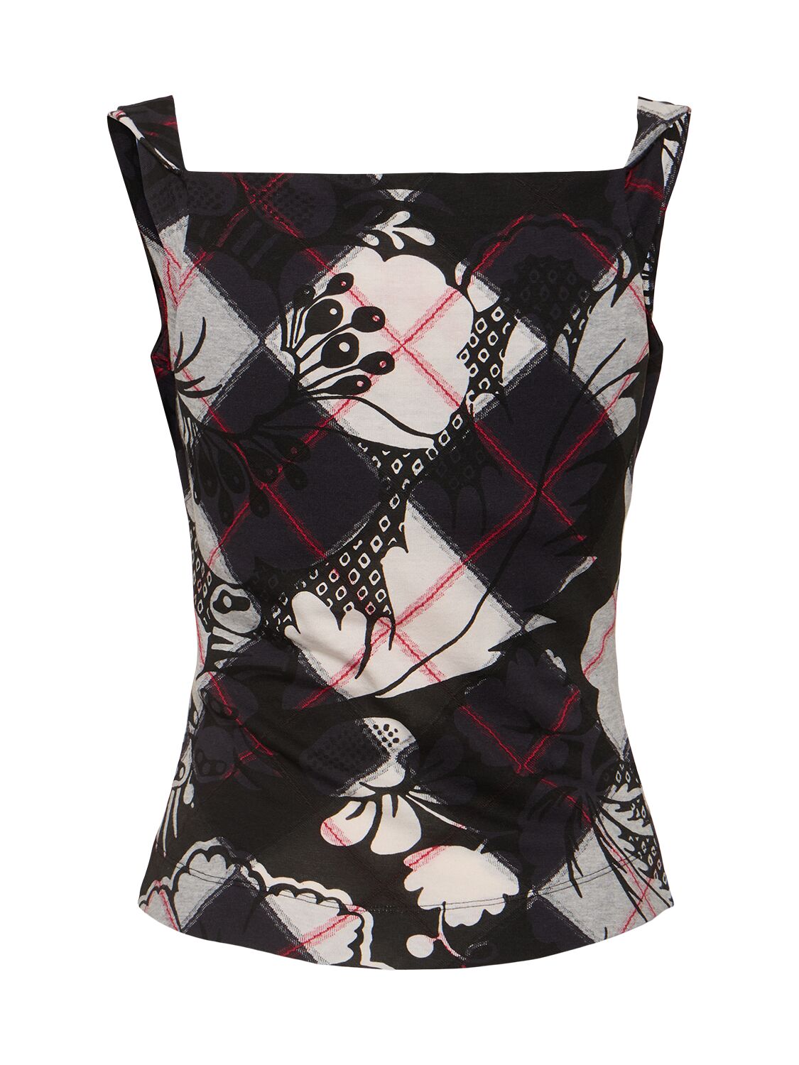 Shop Vivienne Westwood Anna Printed Jacquard Jersey Top In Black/red/white