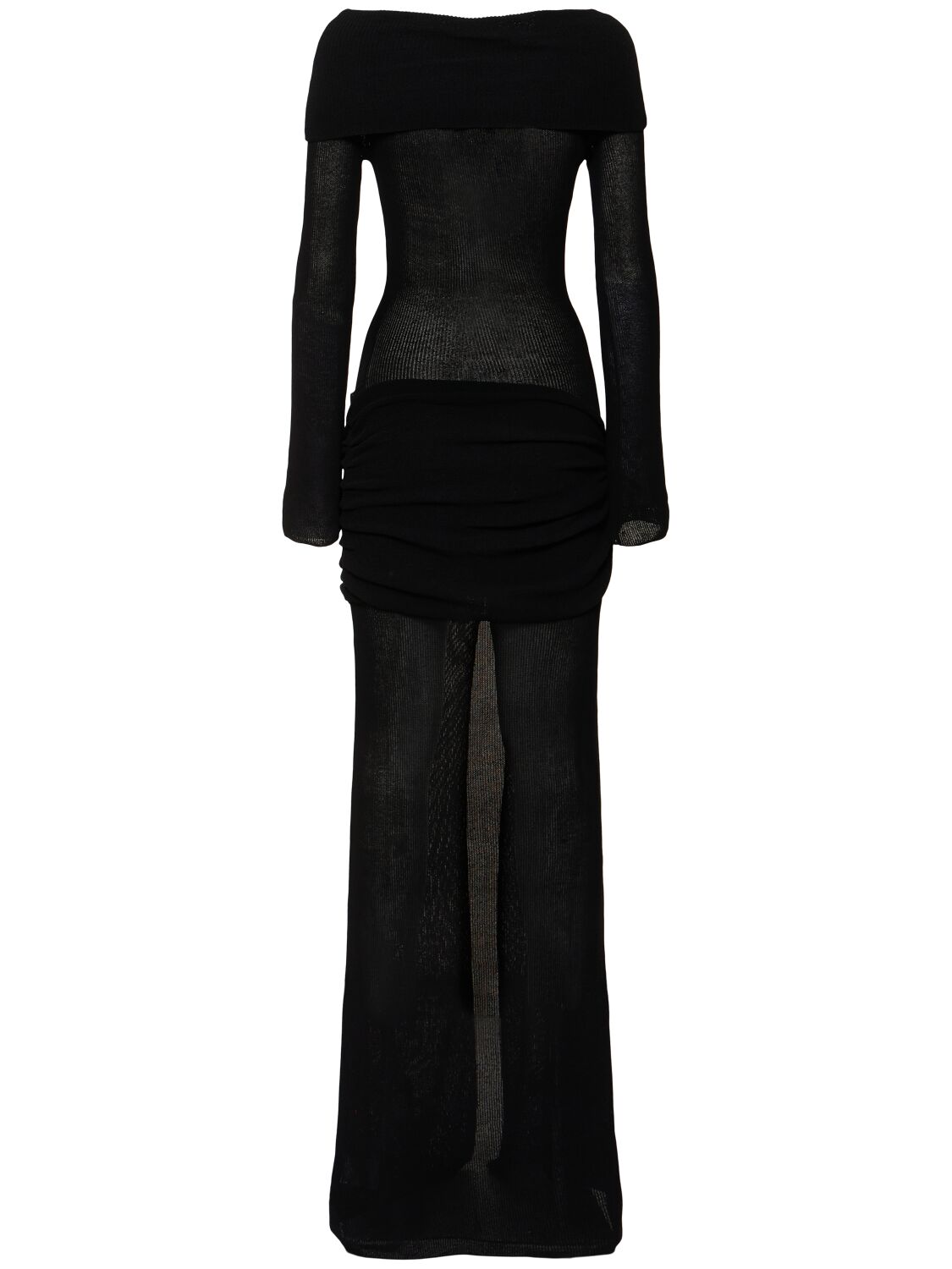 Shop Aya Muse Sidra Knitted Cotton Blend Long Dress In Black