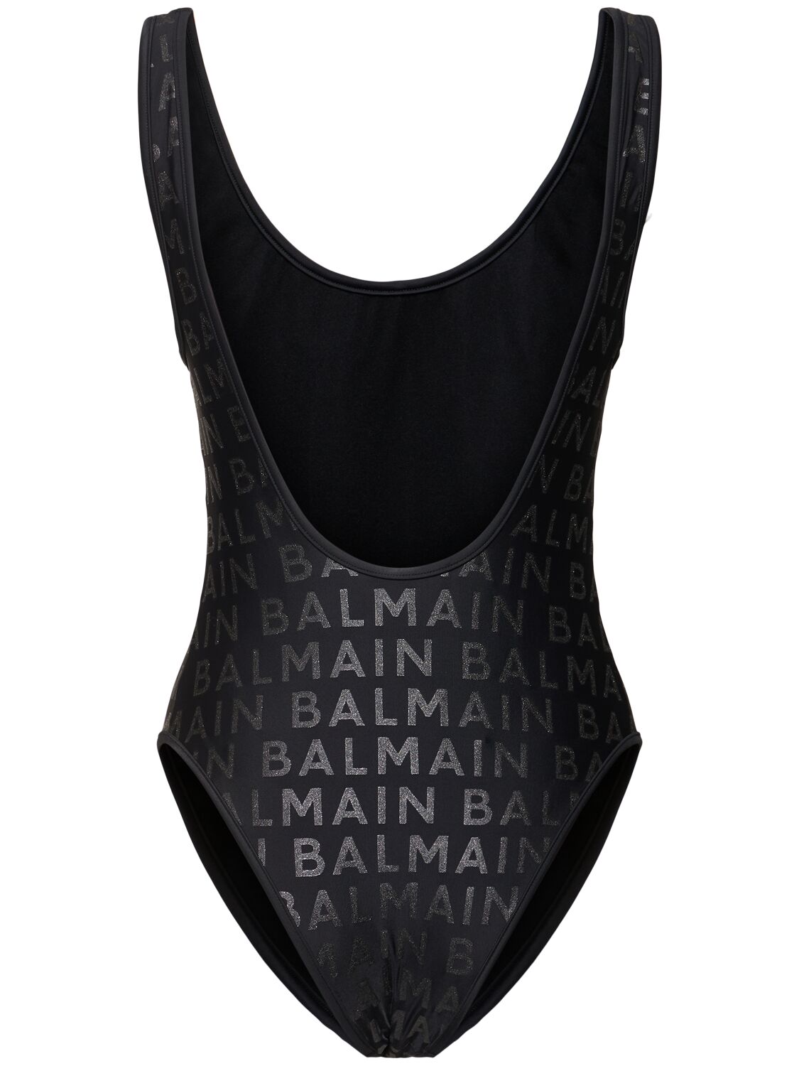 Shop Balmain Logo Printed Lycra One Piece Swimsuit In Black