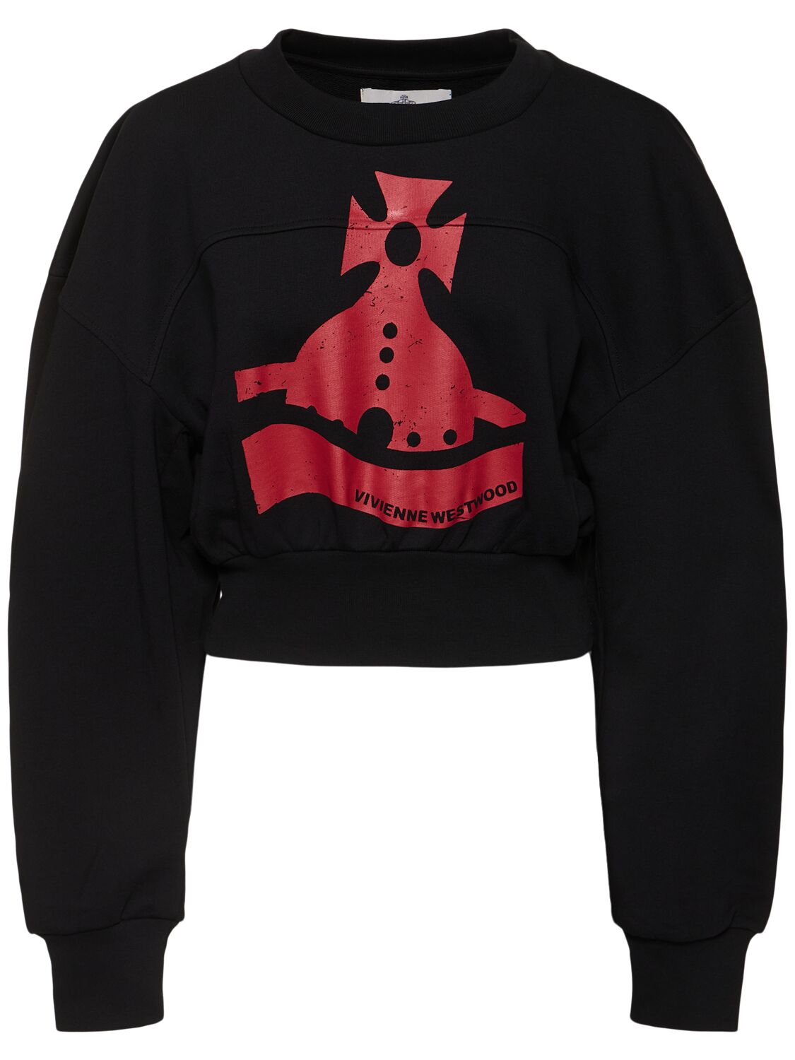 Shop Vivienne Westwood Sunken Orb Jersey Crop Sweatshirt In Black/red