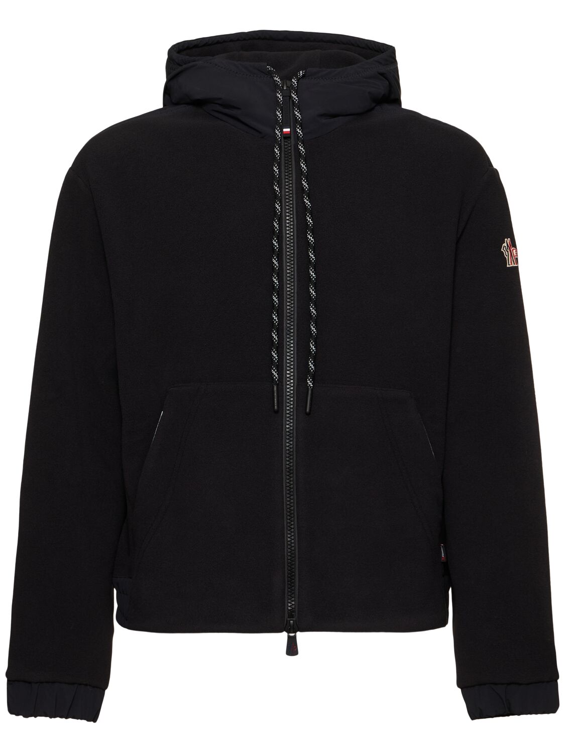 Shop Moncler Polartec Down Zip-up Cardigan Jacket In Black