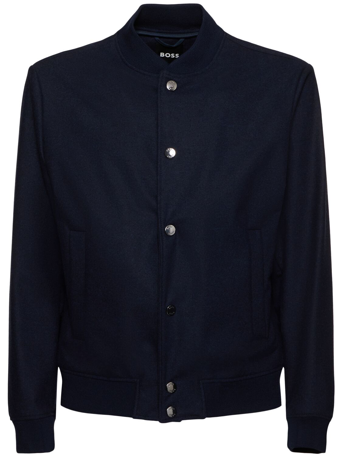 Hugo Boss Wool Blend Bomber Jacket In Blue