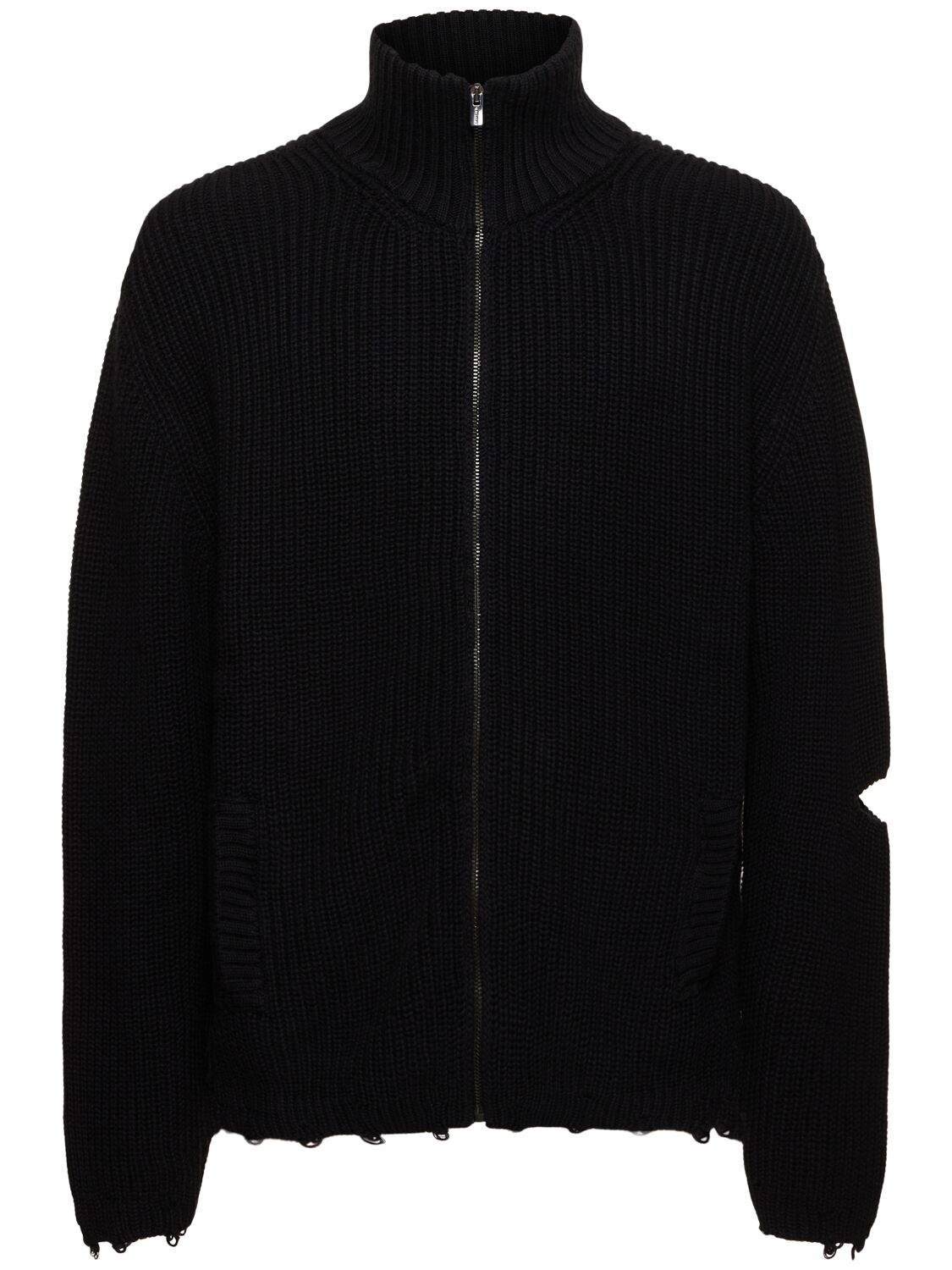 A Paper Kid Knitted Jacket In Black