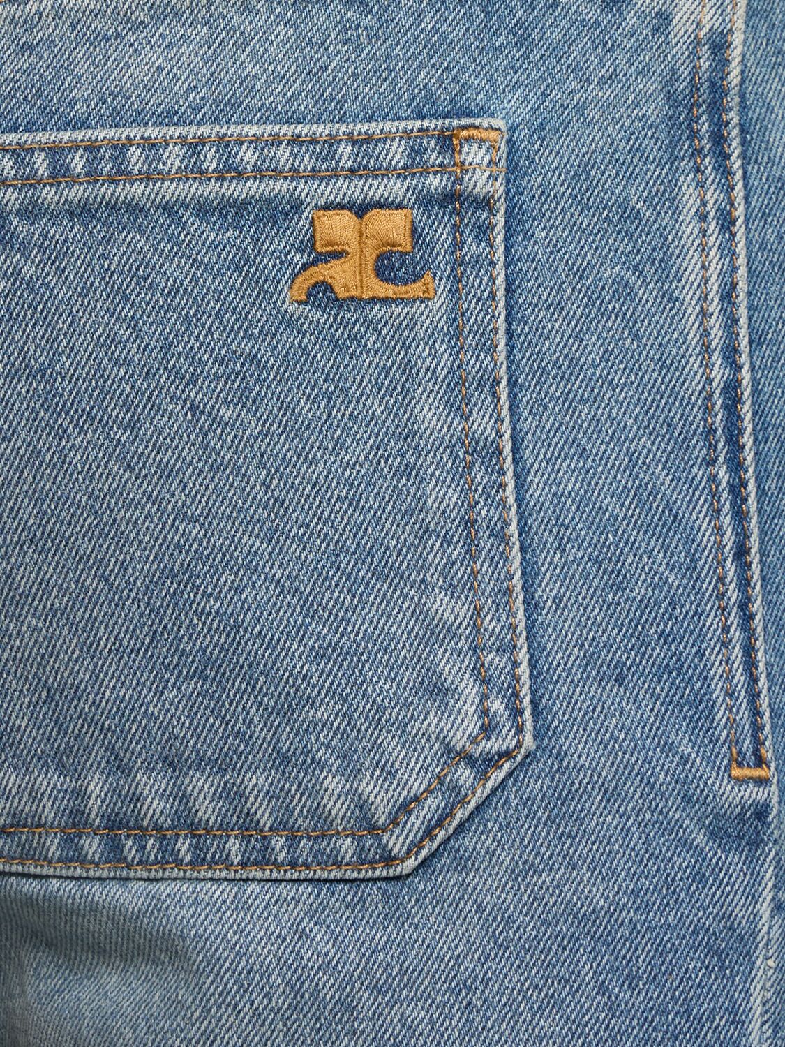 Courrèges Denim Low Rise Bootcut Jeans In Blue