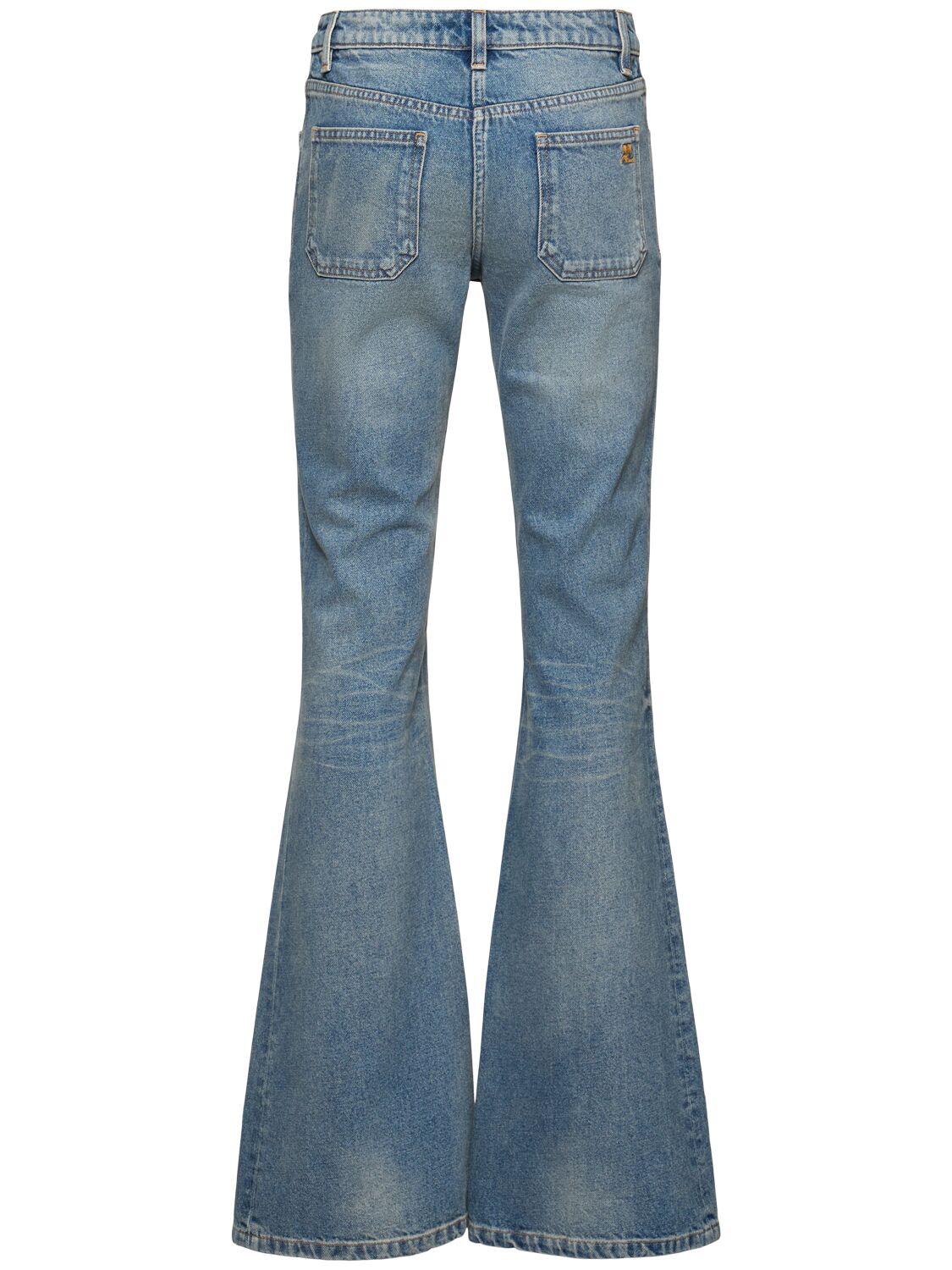 Courrèges Denim Low Rise Bootcut Jeans In Blue