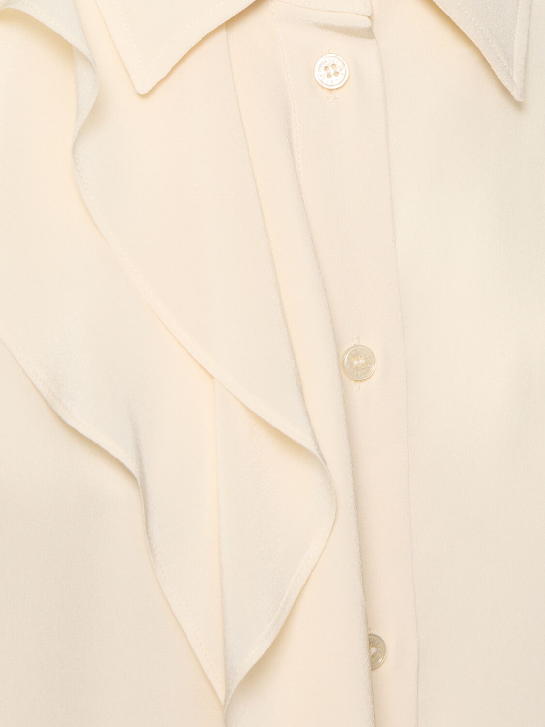 Shop Victoria Beckham Ruffle-detail Silk Shirt In Ivory