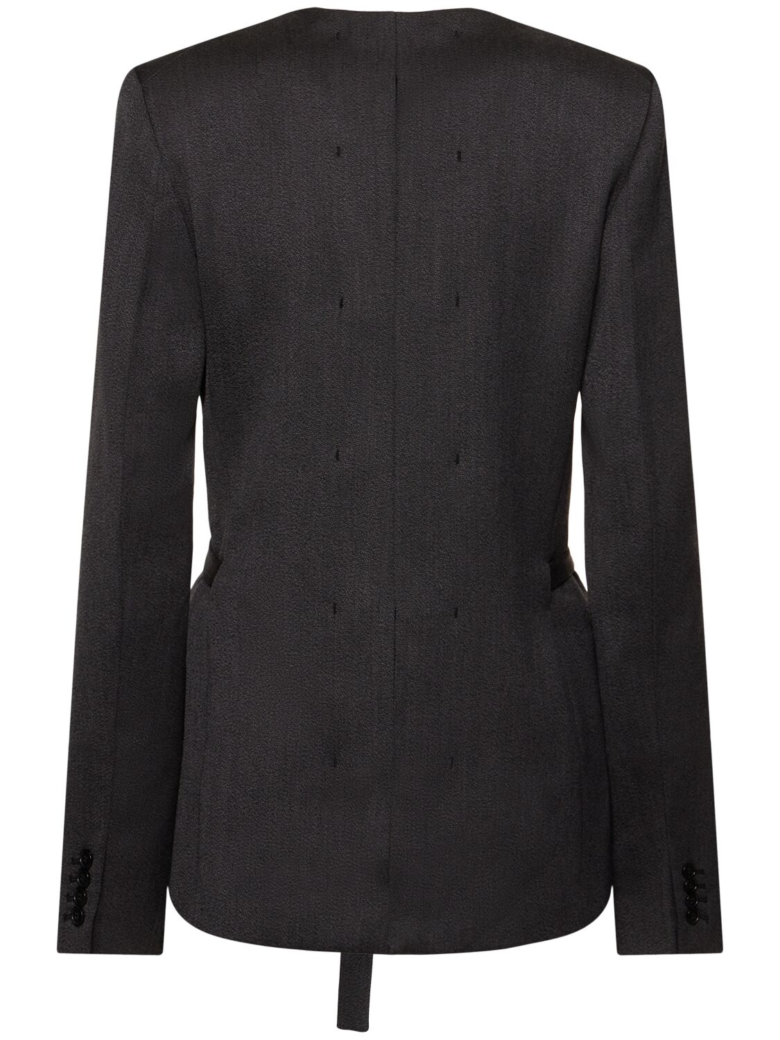 VICTORIA BECKHAM COLLARLESS SHRUNKEN WOOL BLAZER 