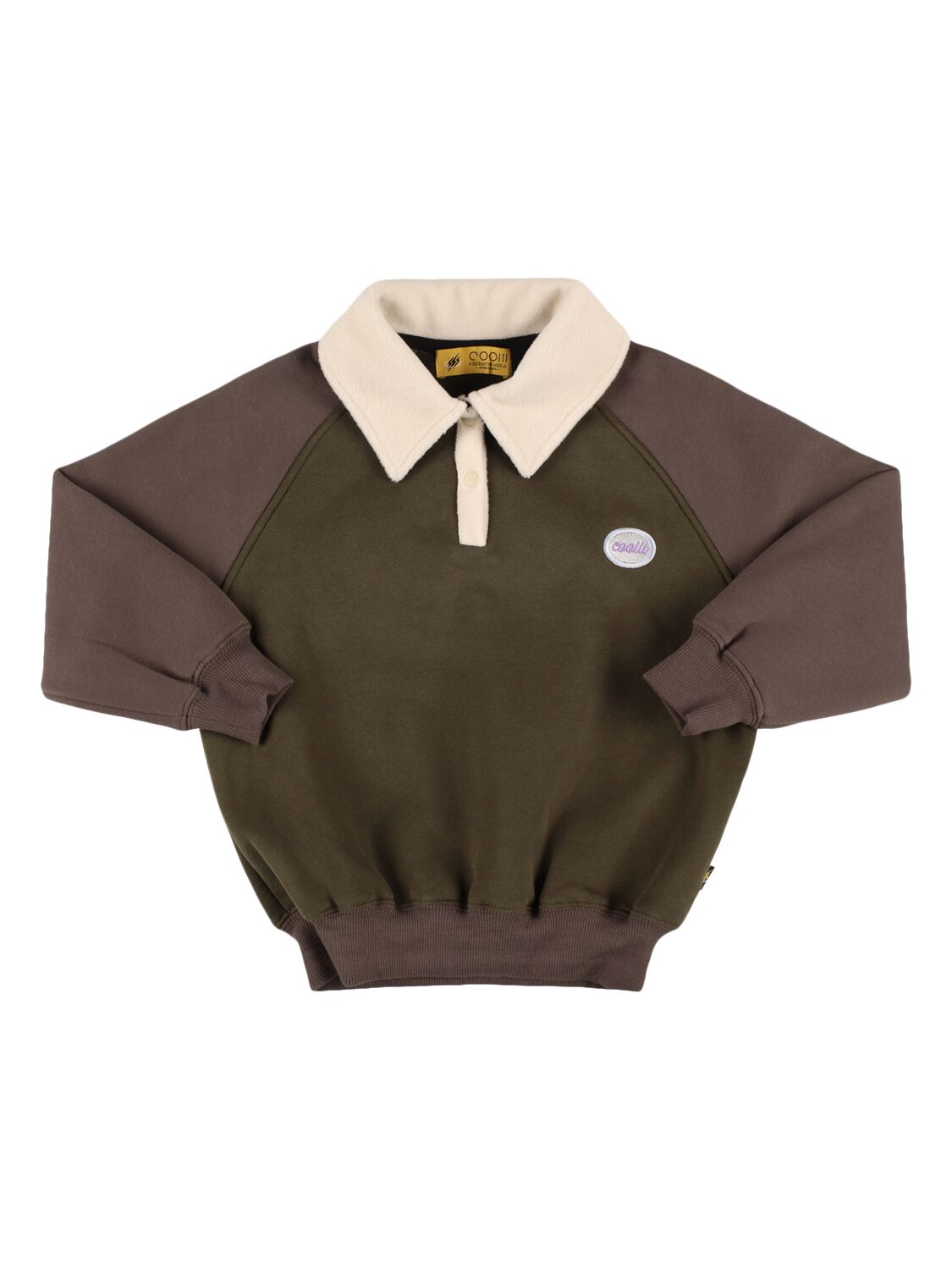 Cooiii Color-block Polo Sweatshirt In Dark Green