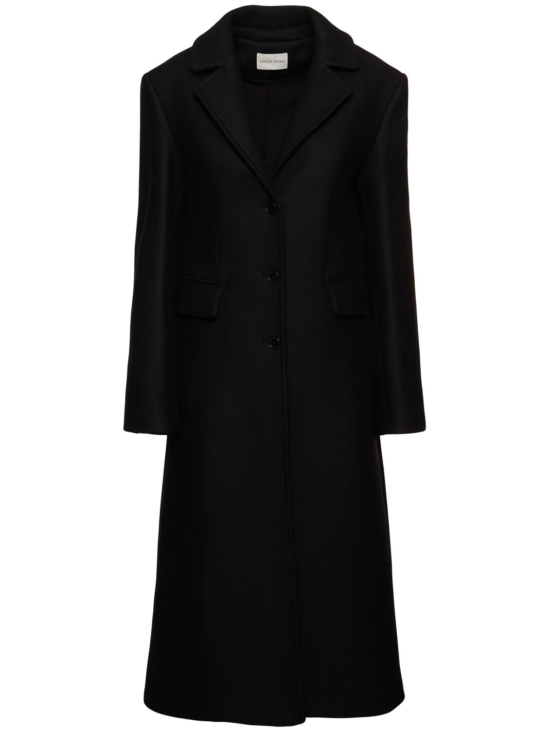 Loulou Studio Alisa Single Breast Wool Blend Midi Coat In Black