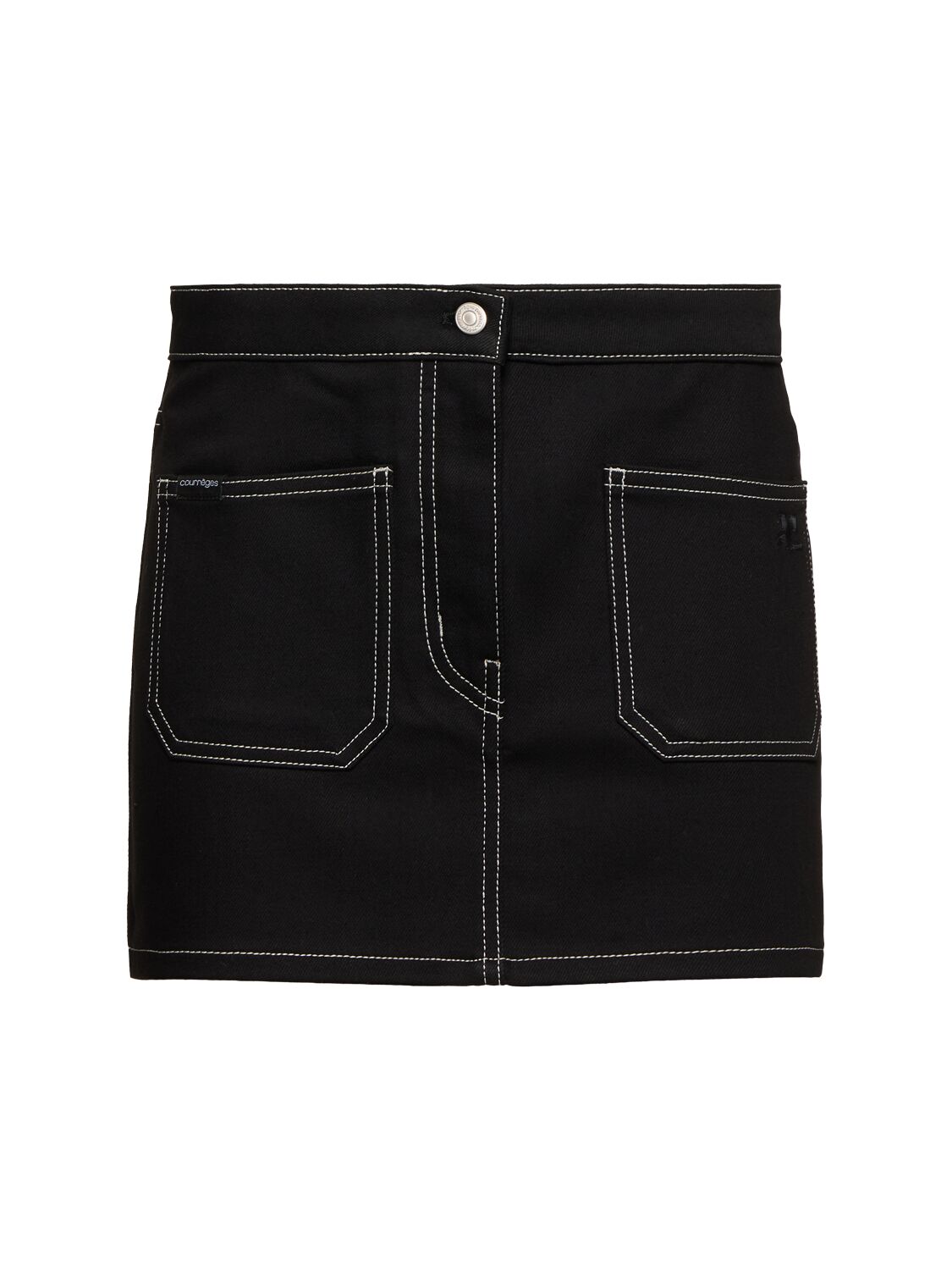 Courrèges Stretch Cotton Denim Mini Skirt In Black