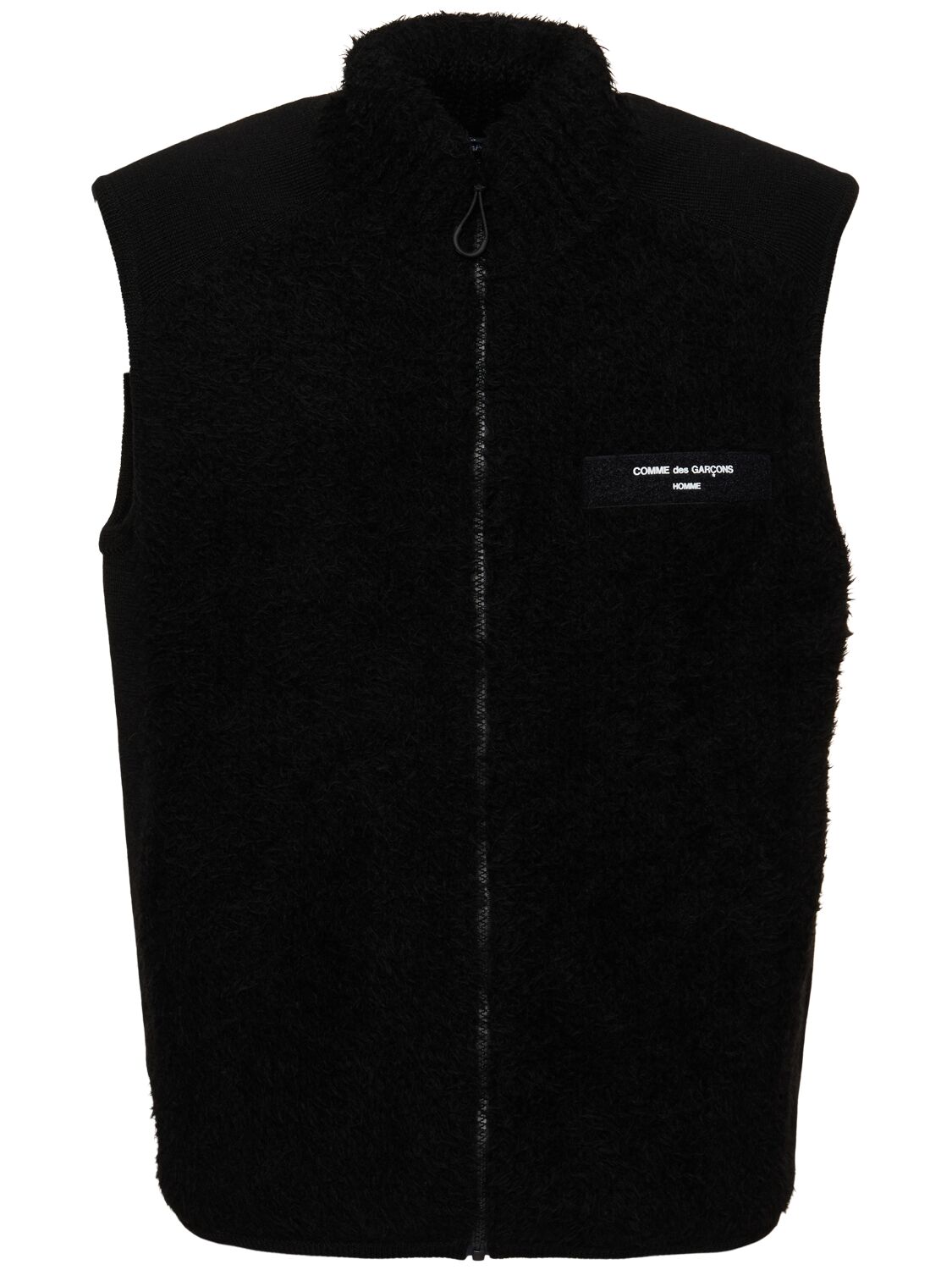 Comme Des Garçons Homme Deux Logo Wool Blend Knit Vest In Black