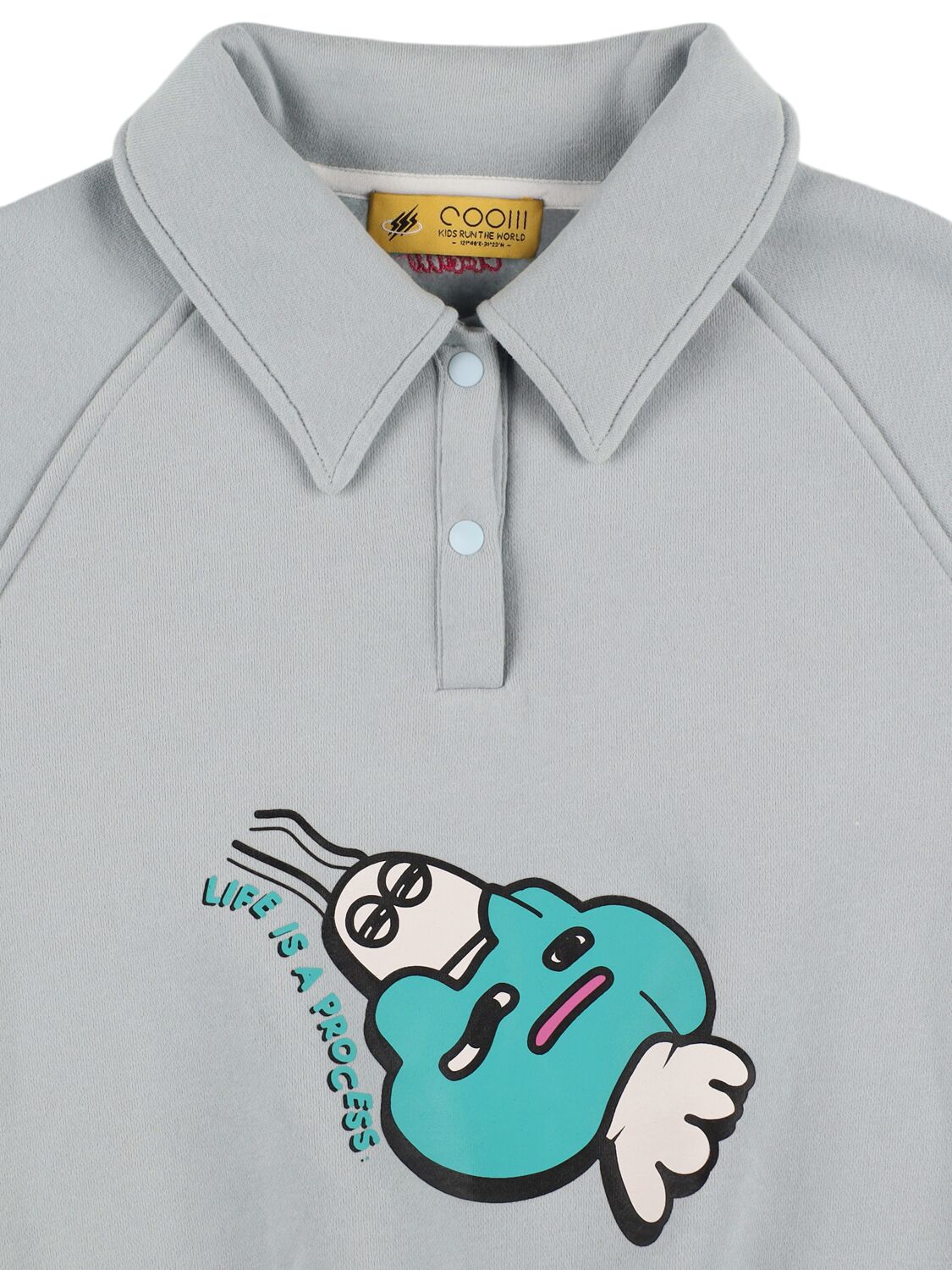 Cooiii Sleeping Lobster Print Polo Sweatshirt In Light Blue