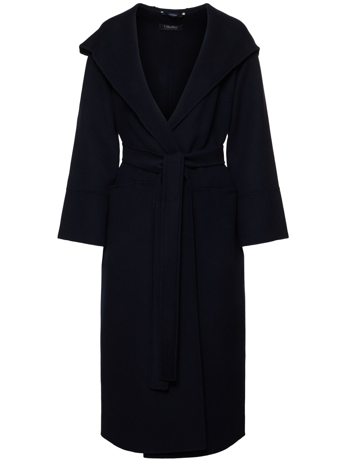 's Max Mara Fabio Belted Wool Long Coat In Navy