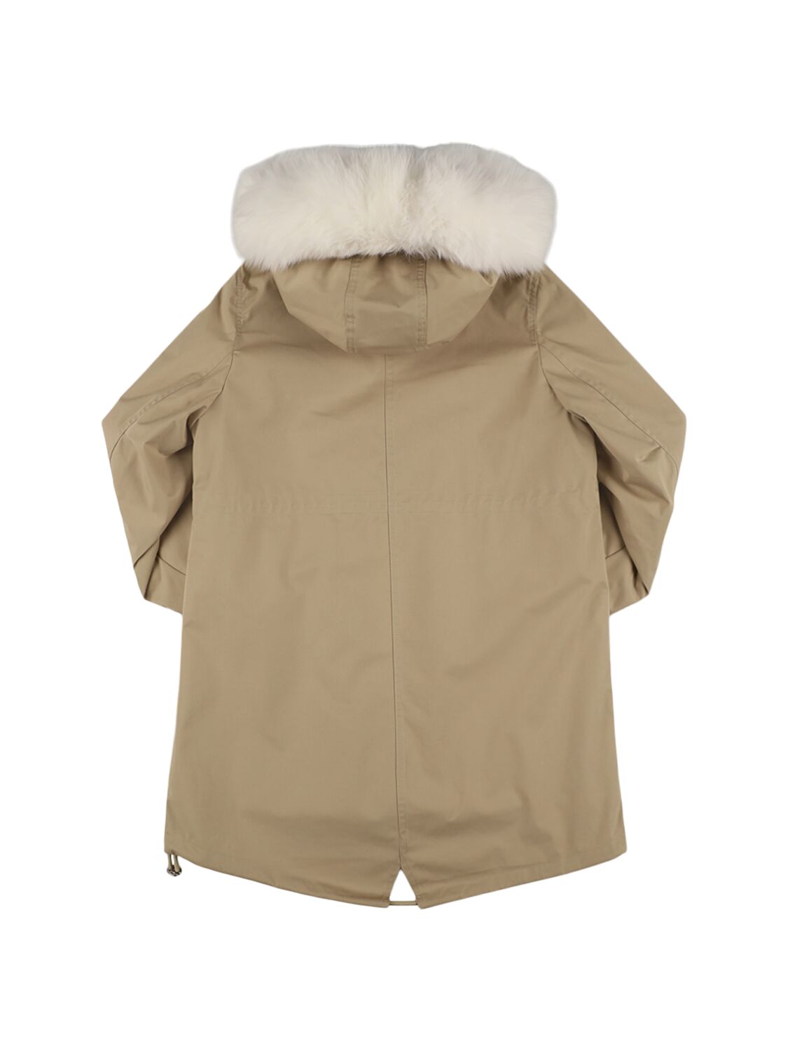 Shop Yves Salomon Enfant Hooded Cotton Blend Parka In Beige